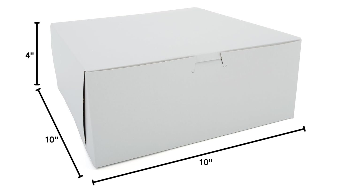 Caja de pastelería blanca de cartón kraft Premium con cierre en las esquinas, 10
