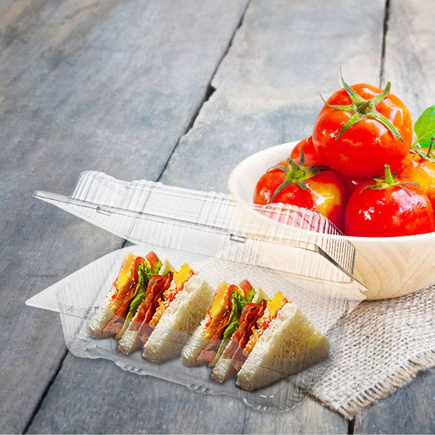 Contenedor de comida desechable con logo personalizado - 70 unidades de envases clamshell transparentes, tamaño interno 6.3