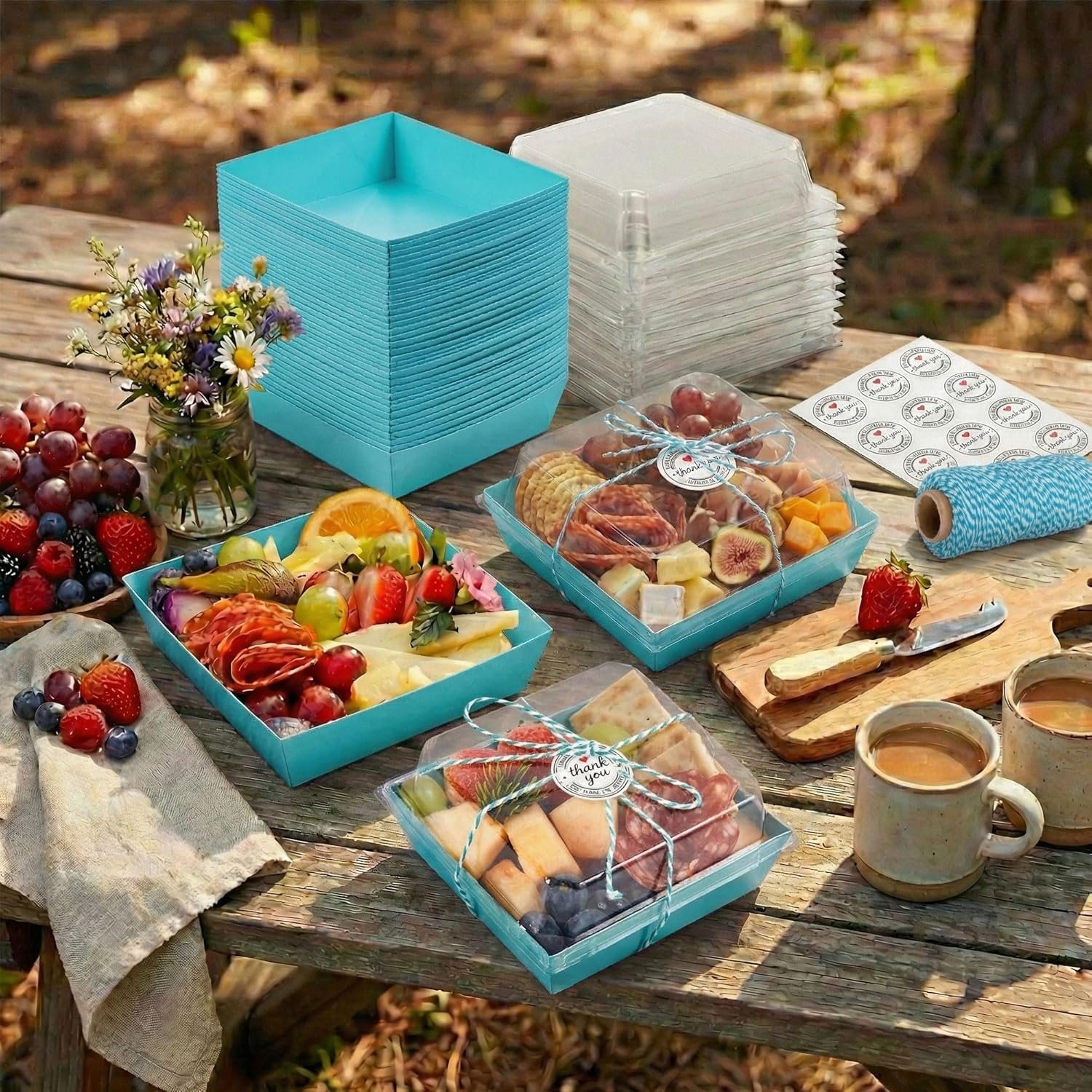 Cajas pequeñas de charcutería desechables con tapa clara - Paquete de 50, 5 pulgadas, ideales para sándwiches, galletas, sushi, porciones de pastel, fresas, personalización de logo, Marca Blanca – Proveedor de soluciones para eventos.