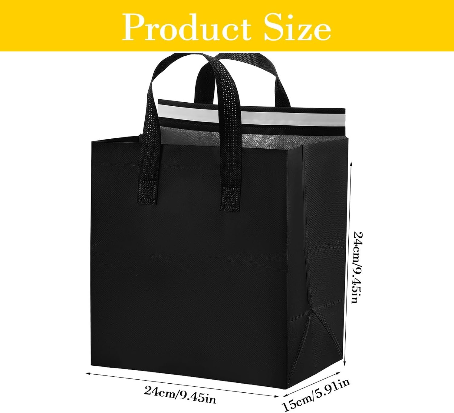 Logo Personalizado Bolsas Térmicas de 50 Pcs para Comida para Llevar, Aislamiento Térmico para Café, Té con Leche, Cenas para Llevar, Mariscos Frescos, Alimentos Fríos o Calientes, Proveedor de Bolsa Negra.