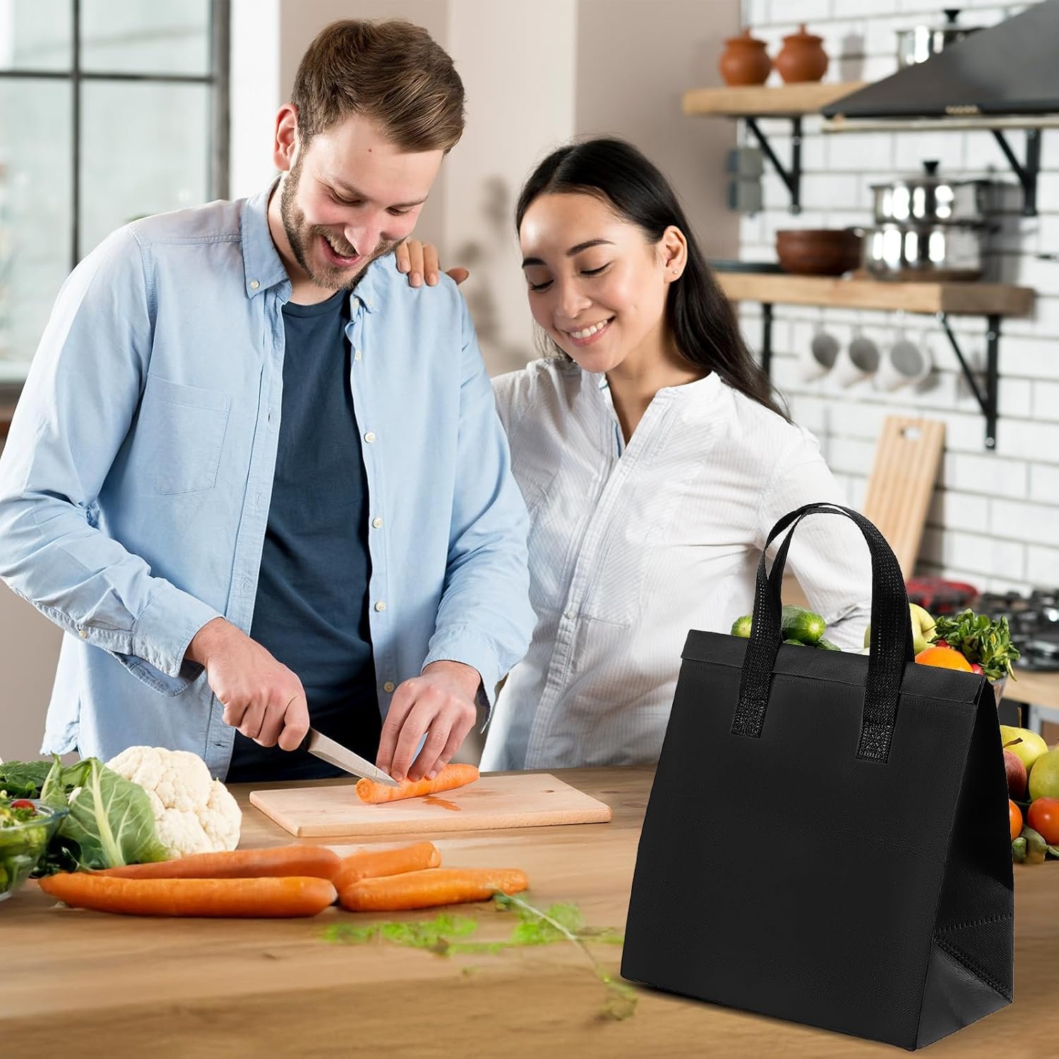 Logo Personalizado Bolsas Térmicas de 50 Pcs para Comida para Llevar, Aislamiento Térmico para Café, Té con Leche, Cenas para Llevar, Mariscos Frescos, Alimentos Fríos o Calientes, Proveedor de Bolsa Negra.