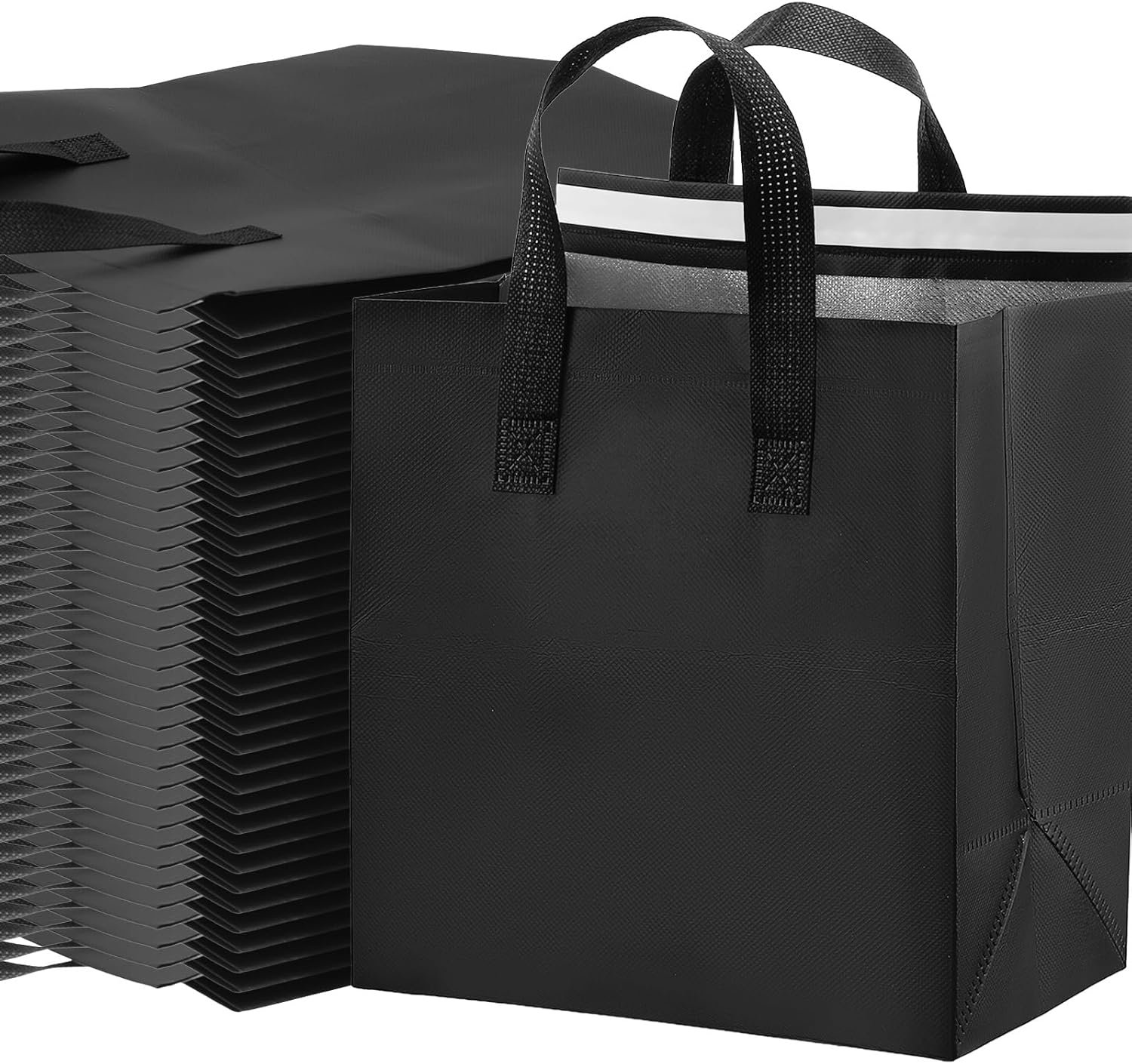 Logo Personalizado Bolsas Térmicas de 50 Pcs para Comida para Llevar, Aislamiento Térmico para Café, Té con Leche, Cenas para Llevar, Mariscos Frescos, Alimentos Fríos o Calientes, Proveedor de Bolsa Negra.