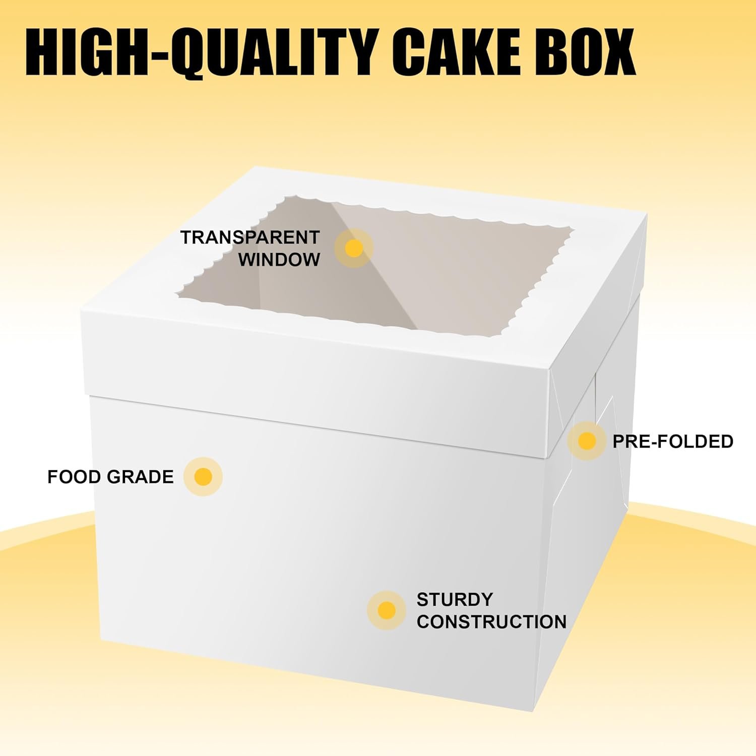 Logo Personalizado para Cajas de Pasteles, 40PCS Cajas para Pasteles de 10 pulgadas con Ventana (20 Cajas y 20 Tableros), incluye Cintas y Etiquetas, Caja desechable para Pastelería de 10x10x8 pulgadas para Galletas, Tartas y Cumpleaños, Marca Blanca del Proveedor.