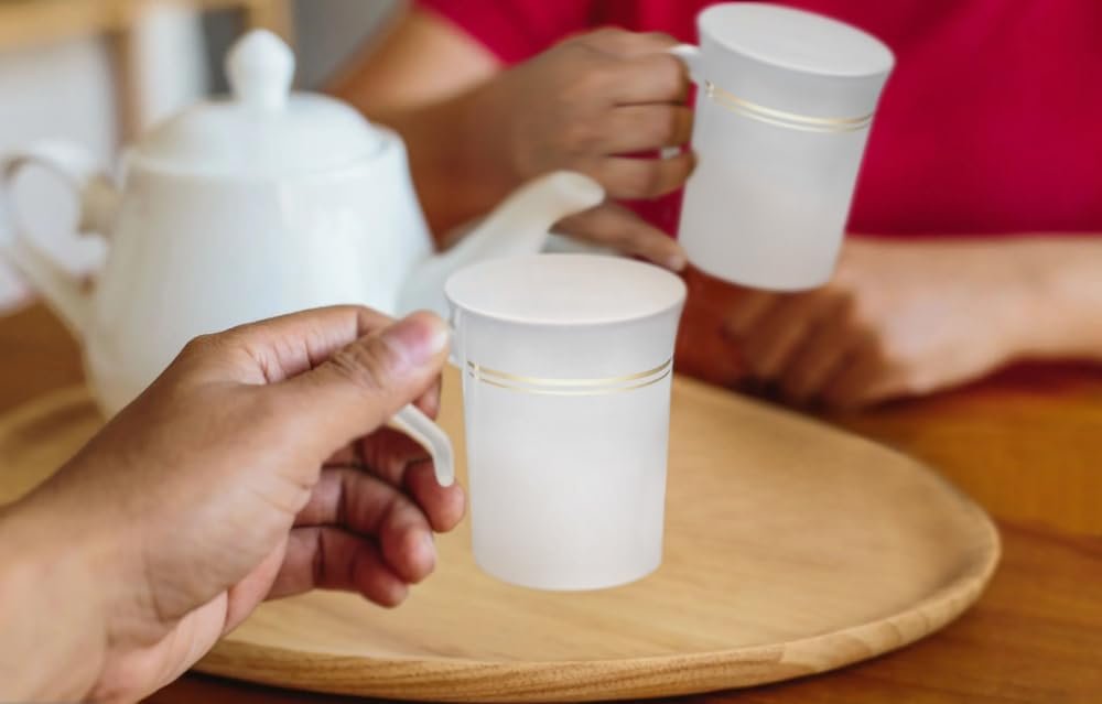 Tazas desechables de 40 piezas de 8 oz, personalizadas con logo, ideales para bodas y fiestas, con manejo cómodo, disponibles en blanco y con borde dorado, fabricadas por un proveedor de calidad. Tazas desechables de 40 piezas de 8 oz, personalizadas con logo, ideales para bodas y fiestas, con manejo cómodo, disponibles en blanco y con borde dorado, fabricadas por un proveedor de calidad.