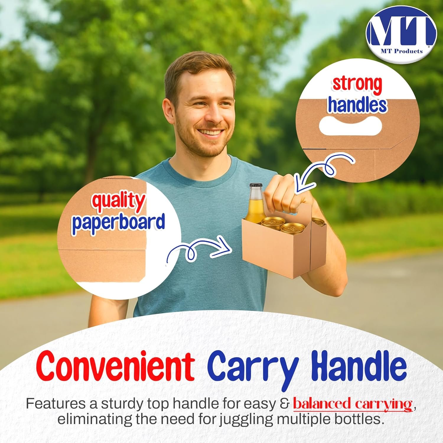 Logo Personalizado Porta Botellas de Cartón Kraft 6 Pack de 12 oz - Transportador de Botellas (Pack de 10) - Proveedor de Soluciones Personalizadas