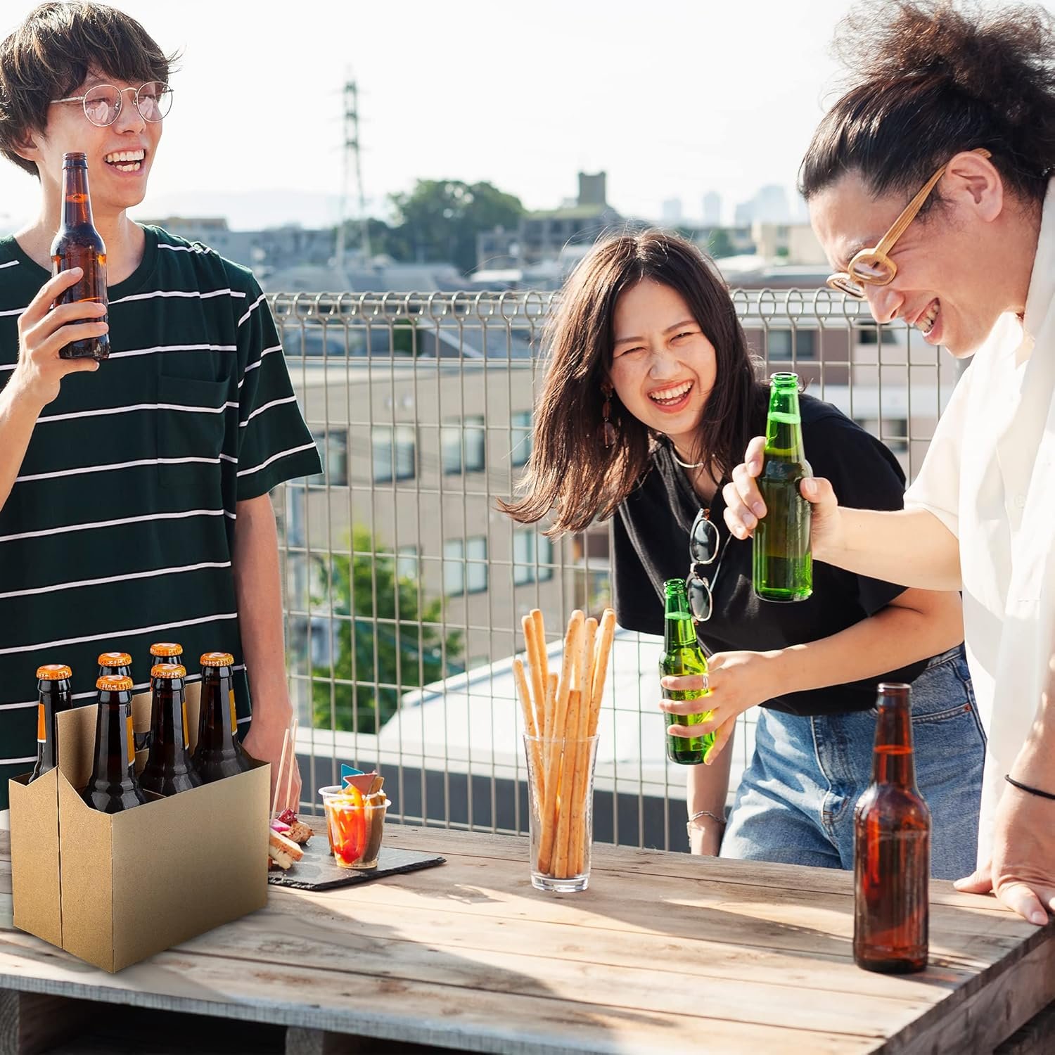 Logo Personalizado Porta Botellas de Cartón Kraft 6 Pack de 12 oz - Transportador de Botellas (Pack de 10) - Proveedor de Soluciones Personalizadas