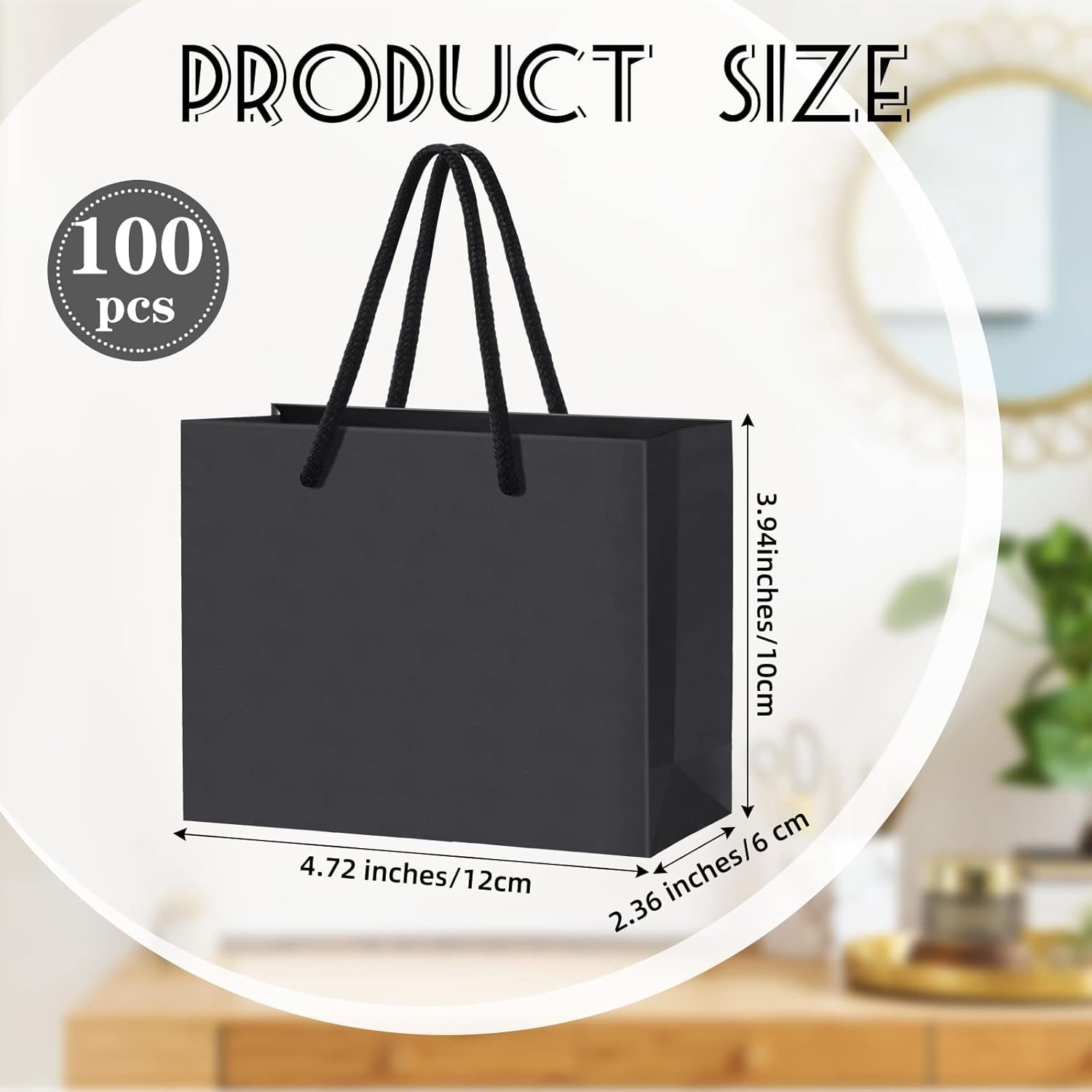 Bolsas de Regalo Negras Mini de 100 Pcs con Mangas, 3.9 x 4.7 x 2.4 Pulgadas, Personalizadas con Logo para Negocios Pequeños, Fábrica de Bolsas de Papel para Eventos como Bodas y San Valentín. Bolsas de Regalo Negras Mini de 100 Pcs con Mangas, 3.9 x 4.7 x 2.4 Pulgadas, Personalizadas con Logo para Negocios Pequeños, Fábrica de Bolsas de Papel para Eventos como Bodas y San Valentín.