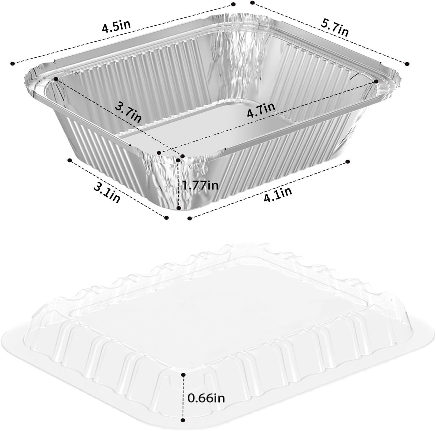 Logo Personalizado 100 Pack de Bandejas Rectangulares Desechables de Aluminio de 1 lb con Tapas de Plástico Transparente de 16 oz para Catering, Horneado y Asado, Marca Blanca de Fábrica. Logo Personalizado 100 Pack de Bandejas Rectangulares Desechables de Aluminio de 1 lb con Tapas de Plástico Transparente de 16 oz para Catering, Horneado y Asado, Marca Blanca de Fábrica.