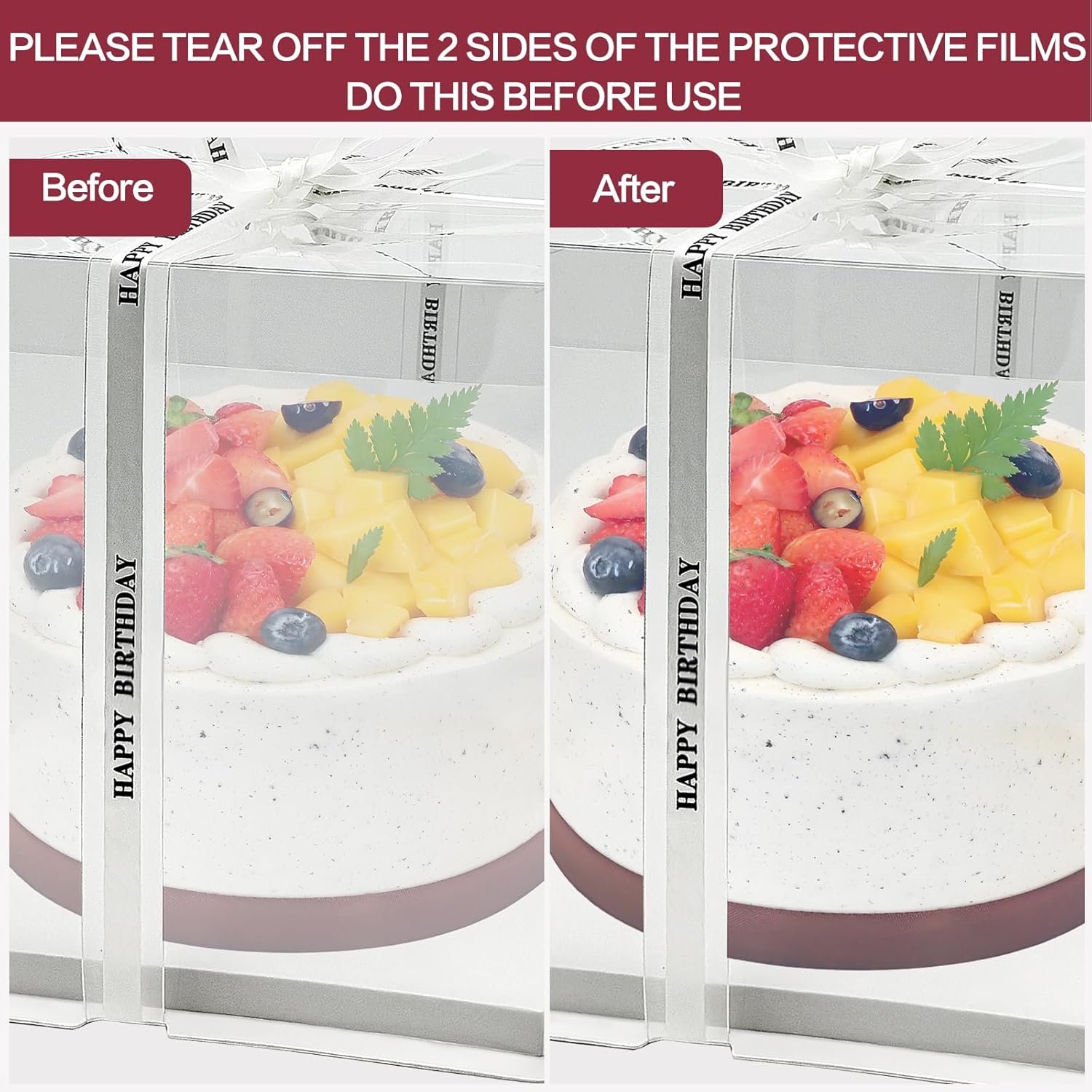 Caja de pastel transparente 6 paquetes con cinta, 8 x 8 x 9 pulgadas, contenedor de transporte para pasteles, Logo Personalizado, envases para llevar de repostería para cumpleaños, bodas, fiestas, Marca Blanca, Proveedor.