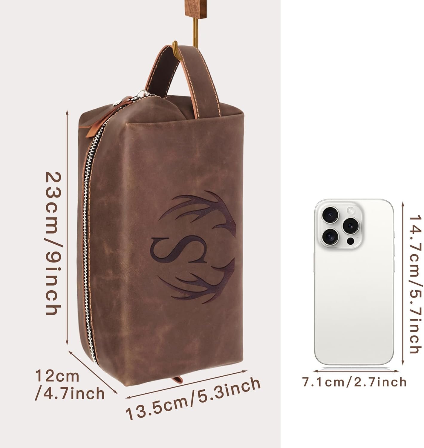 Logo Personalizado Necessaire de Aseo para Hombre con Inicial Grabada, Regalos Originales para Papá, Esposo, Novio, Abuelo, Hijo, Bolsa de Aseo de Cuero PU Impermeable, Esenciales de Viaje, Proveedor.