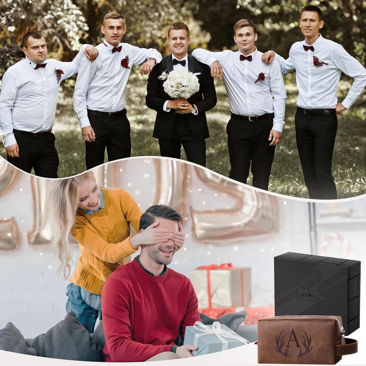 Logo Personalizado Necessaire de Aseo para Hombre con Inicial Grabada, Regalos Originales para Papá, Esposo, Novio, Abuelo, Hijo, Bolsa de Aseo de Cuero PU Impermeable, Esenciales de Viaje, Proveedor.