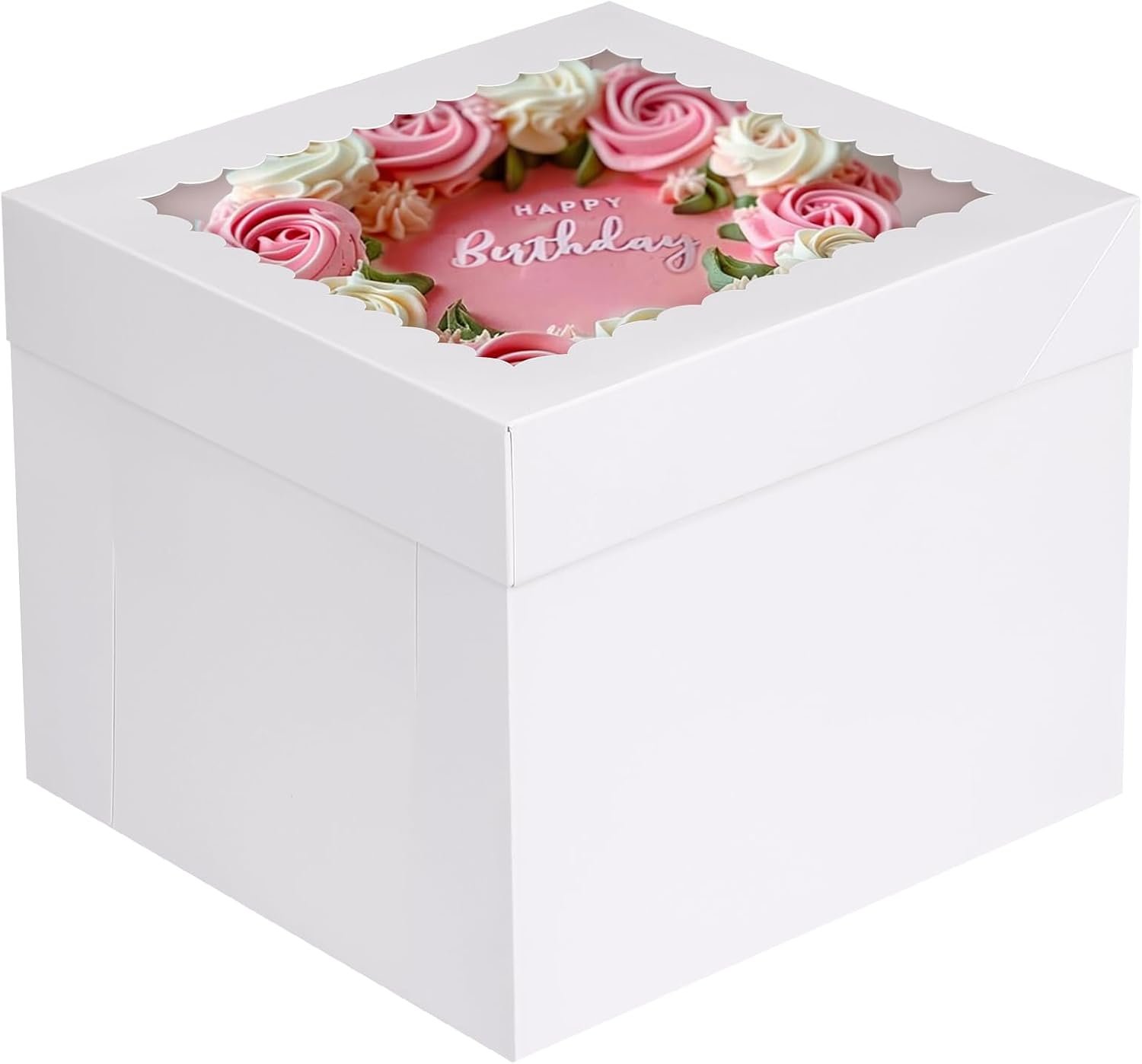 Logo Personalizado 12 cajas de pastel, carretas para tortas de 10x10x8 pulgadas con ventana, caja cuadrada para repostería con tapas para donas, tartas, galletas, boda, cumpleaños, Fabricante.