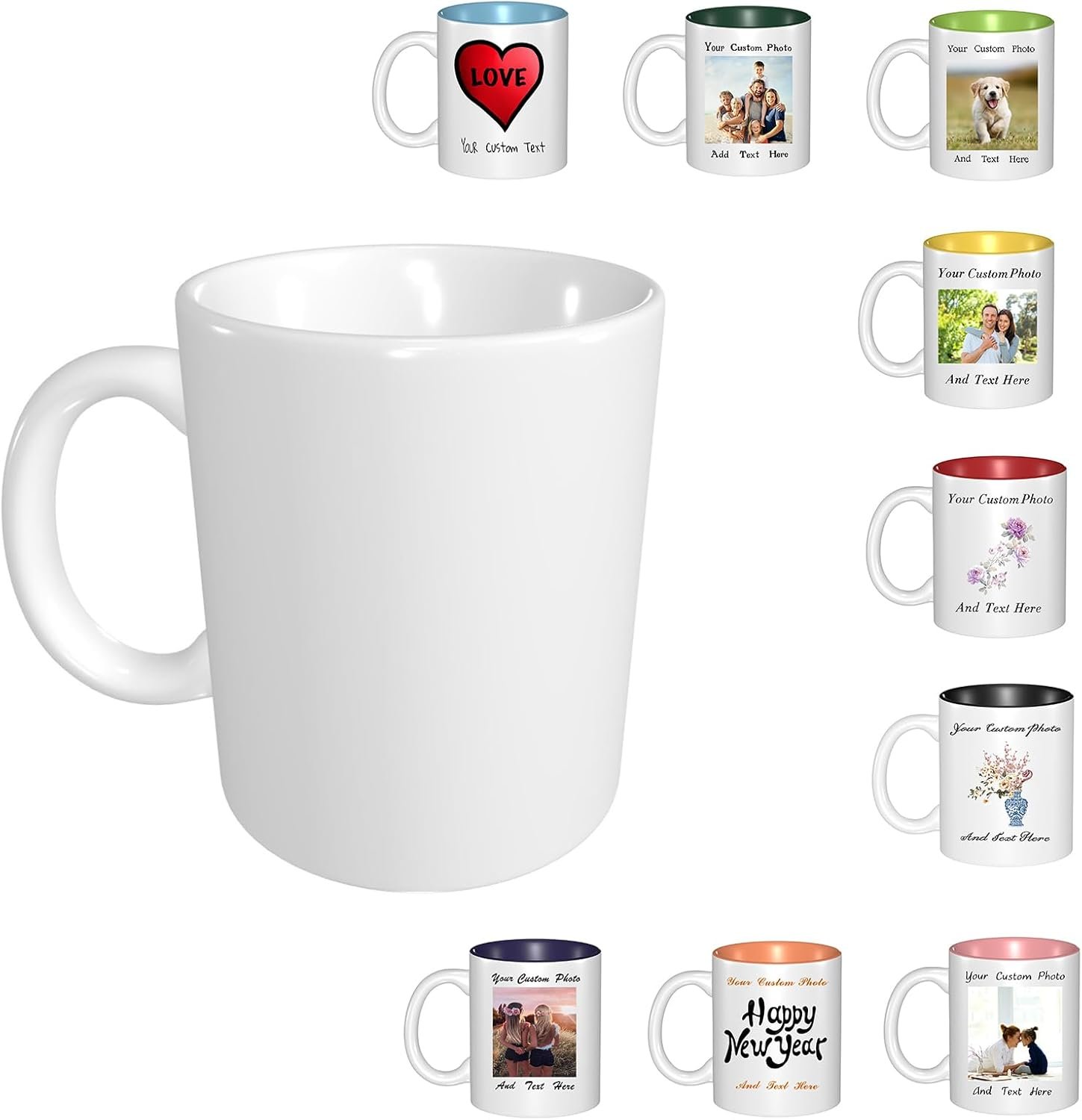 Tazas Grandes Personalizadas con Foto, Tazas de Té a Medida con Imagen, Regalos Fotográficos para Papá, Mamá y Abuelo, Personalización de Regalos para Novio y Novia, Logo Personalizado de Fábrica.