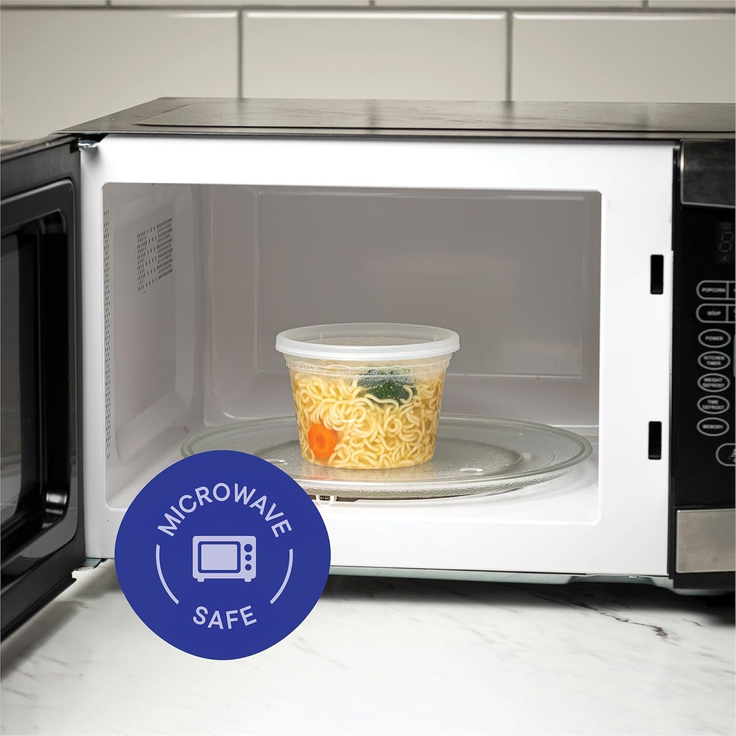 Contenedores Deli de Plástico con Tapa Personalizados [48 Sets - 16 oz.] para Almacenamiento de Alimentos - Envases Desechables para Sopa con Tapa Hermética para Congelador y Comida para Llevar - Fábrica Proveedora