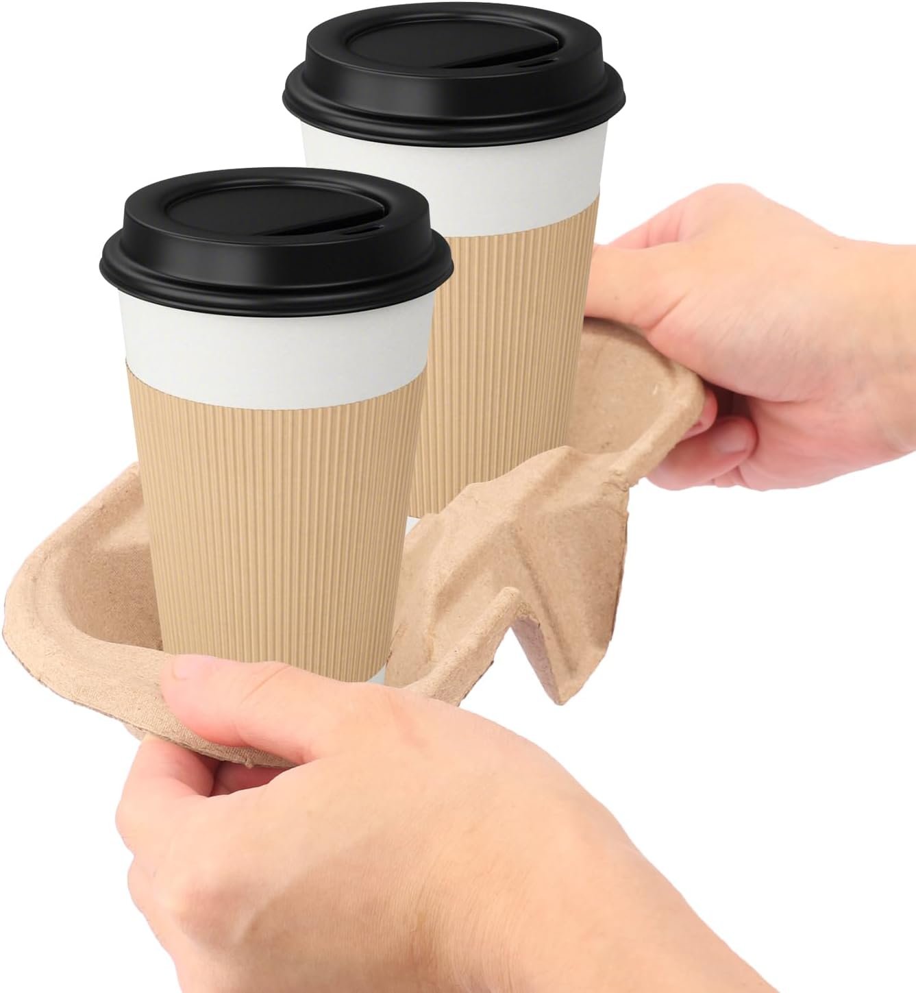 Logo Personalizado Portavasos Desechables para Dos Vasos, Soporte Ecológico para Bebidas Frías y Calientes, Fabricante de 100 Unidades