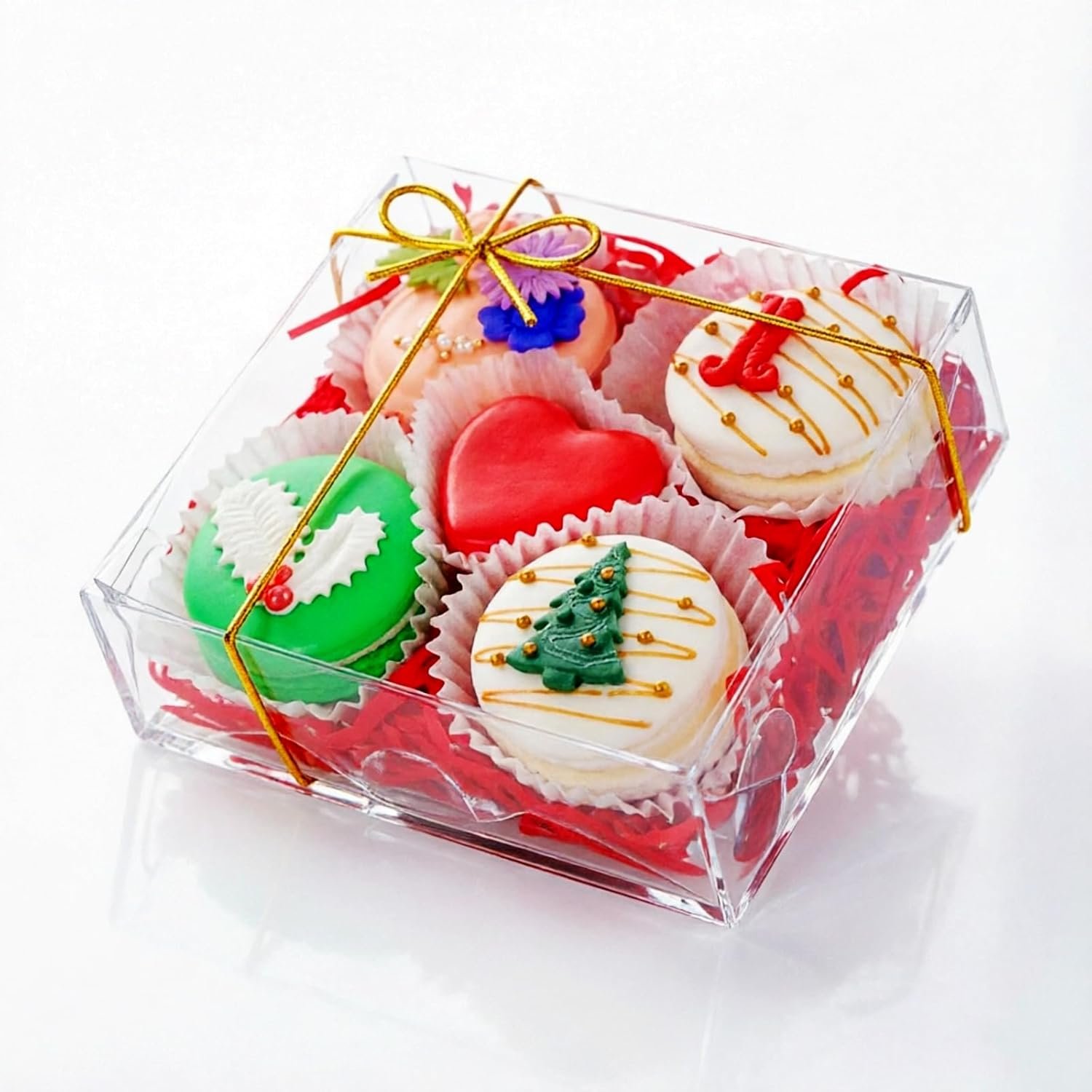 Logo Personalizado Cajas de Panadería Transparentes de 25 Pack 5x5x2 Pulgadas para Chocolates, Mini Tortas, Galletas, Macarons y Brownies Marca Blanca de Fábrica.