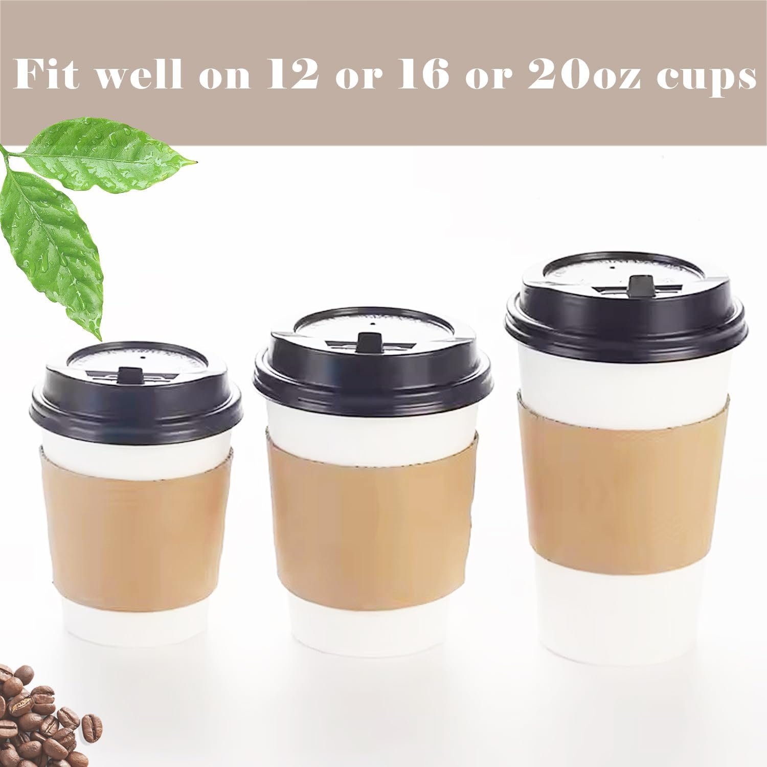 Logo Personalizado para Manga de Café de 500 PCS, Ideal para Vasos de 12oz, 16oz, 20oz, 22oz y 24oz, Manga de Papel Kraft Perfecta para Bebidas Calientes, Desechable y Reciclable en Color Marrón, Proveedor de Envases Sostenibles.