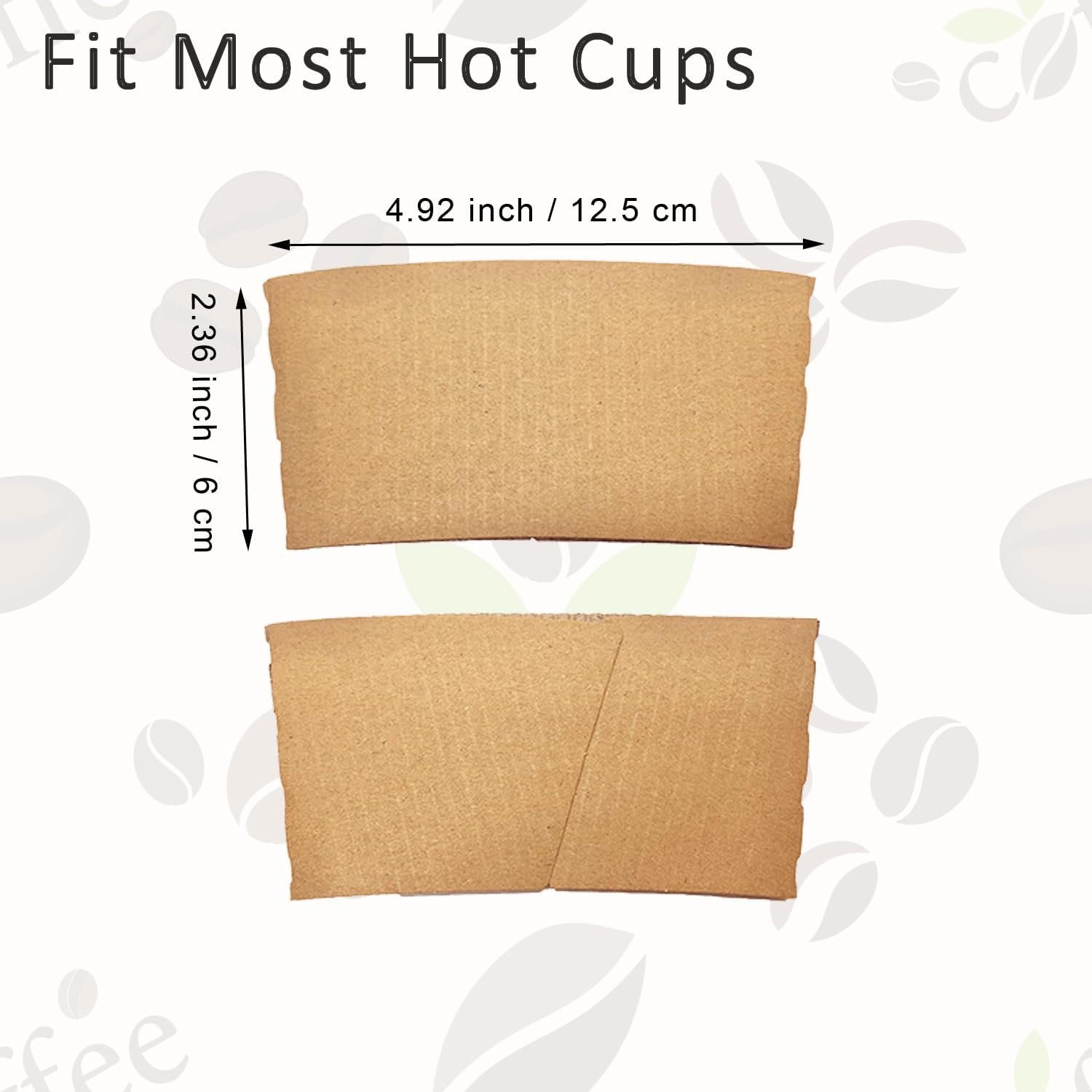 Logo Personalizado para Manga de Café de 500 PCS, Ideal para Vasos de 12oz, 16oz, 20oz, 22oz y 24oz, Manga de Papel Kraft Perfecta para Bebidas Calientes, Desechable y Reciclable en Color Marrón, Proveedor de Envases Sostenibles.