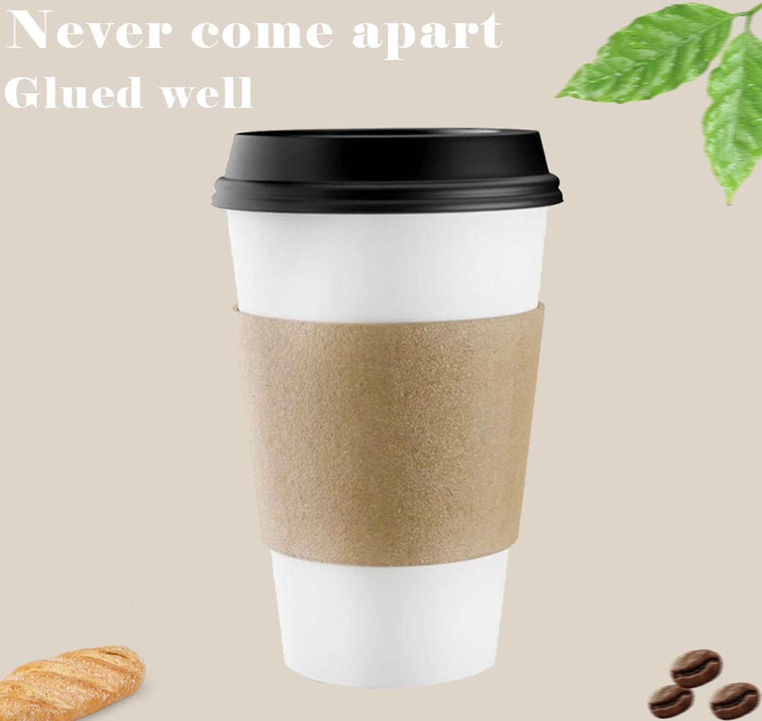 Logo Personalizado para Manga de Café de 500 PCS, Ideal para Vasos de 12oz, 16oz, 20oz, 22oz y 24oz, Manga de Papel Kraft Perfecta para Bebidas Calientes, Desechable y Reciclable en Color Marrón, Proveedor de Envases Sostenibles.