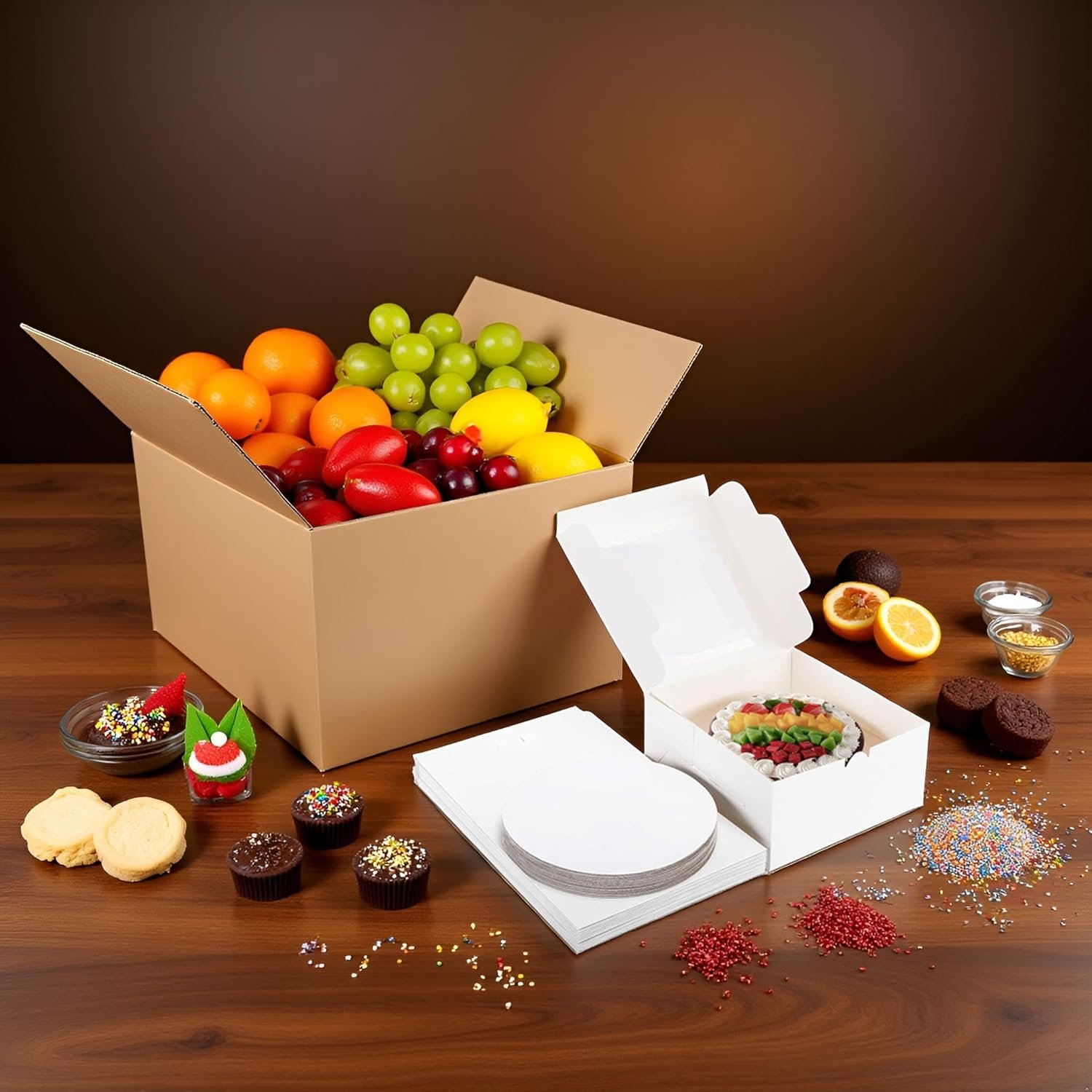 Caja de pastel de 20 unidades 8x8x5 con ventana y bases para pasteles (10 cajas + 10 bases), elegante contenedor blanco para pasteles, galletas, bodas y cumpleaños, logo personalizado, ideal para marca blanca del fabricante.