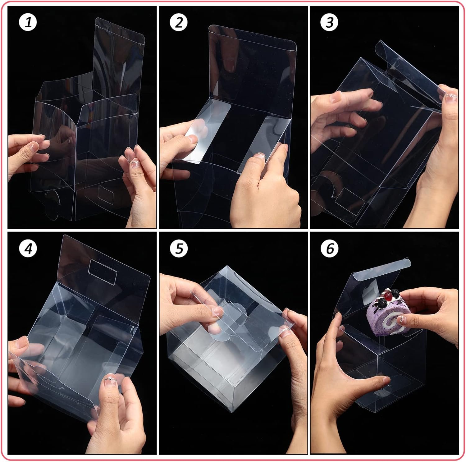 Cajas de Favor Transparentes 4 x 4 x 4 Pulgadas con Logo Personalizado – Paquete de 100 Piezas de PVC para Dulces y Regalos – Ideal para Marca Blanca en Fábrica para Fiestas de Bodas, Baby Shower y Regreso a Clases