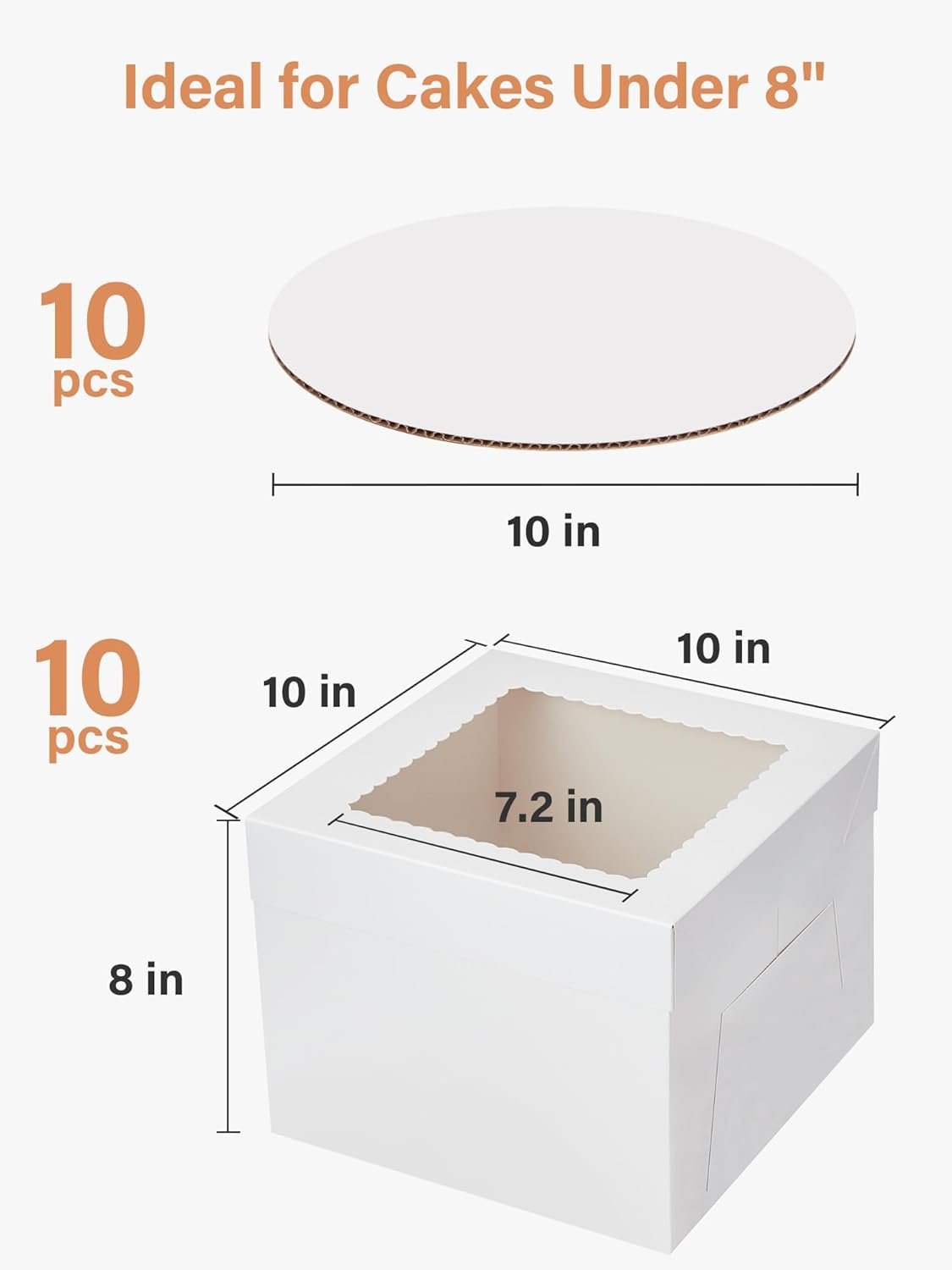 Logo Personalizado para Cajas de Pasteles, Con Tableros para Tartas, Contenedores de Cartón Altos Blancos de 10x10x8 Pulgadas para Postres Multicapa, Ideal para Decorar, Uso de Marca Blanca y Proveedor. Logo Personalizado para Cajas de Pasteles, Con Tableros para Tartas, Contenedores de Cartón Altos Blancos de 10x10x8 Pulgadas para Postres Multicapa, Ideal para Decorar, Uso de Marca Blanca y Proveedor.