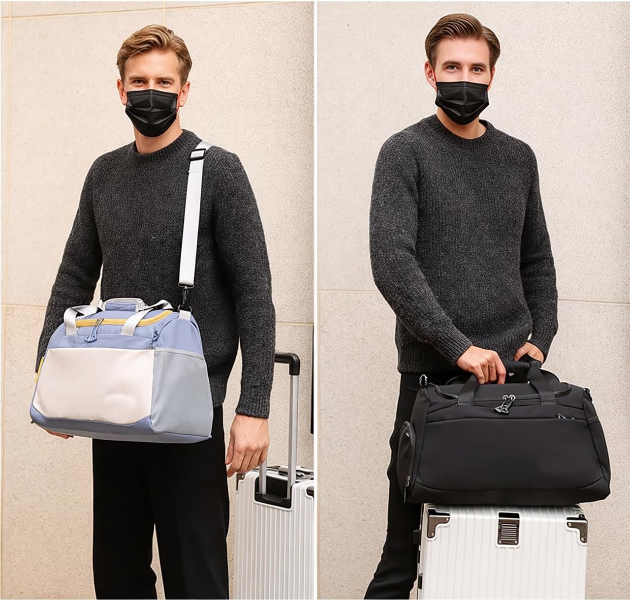 Fábrica de bolsas de gimnasio personalizadas con logo, bolsa de viaje grande para hombres y mujeres, marca blanca en color negro. Fábrica de bolsas de gimnasio personalizadas con logo, bolsa de viaje grande para hombres y mujeres, marca blanca en color negro.