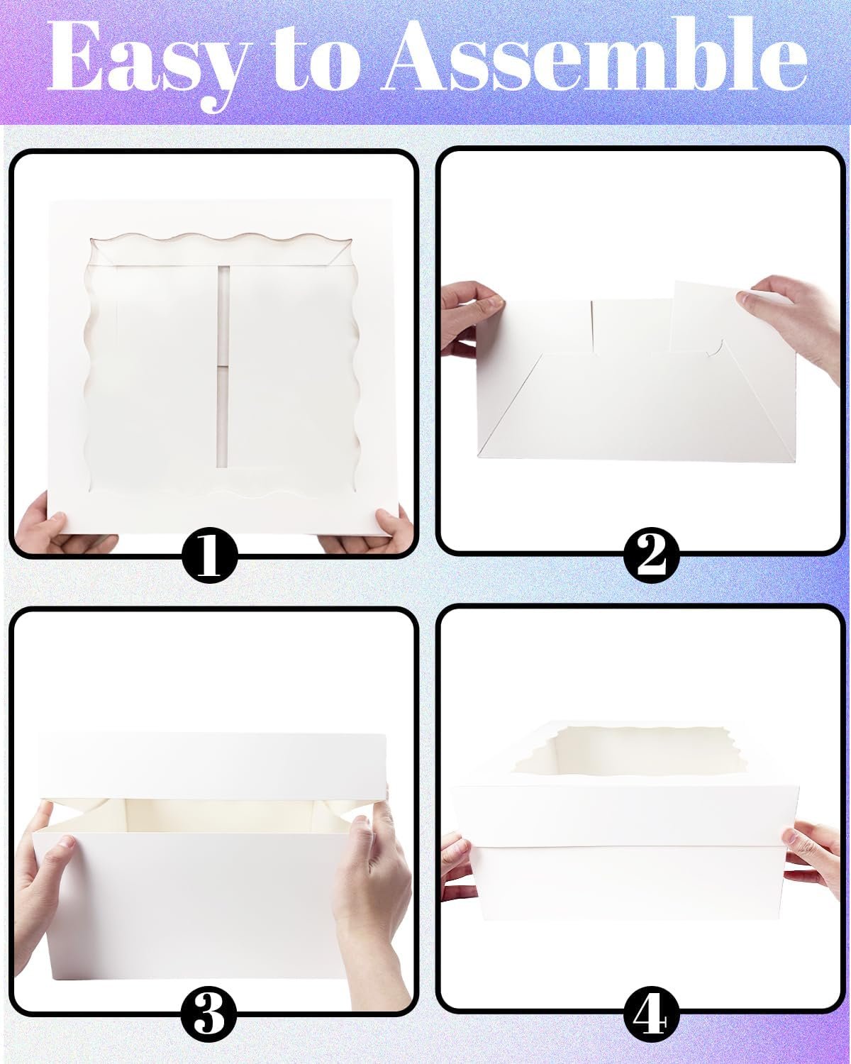 Logo Personalizado - Pack de 18 cajas de pasteles blancas de 12x12x8 pulgadas con ventana, 36 piezas y 10 metros de cinta de seda - Marca Blanca de Proveedor. Logo Personalizado - Pack de 18 cajas de pasteles blancas de 12x12x8 pulgadas con ventana, 36 piezas y 10 metros de cinta de seda - Marca Blanca de Proveedor.