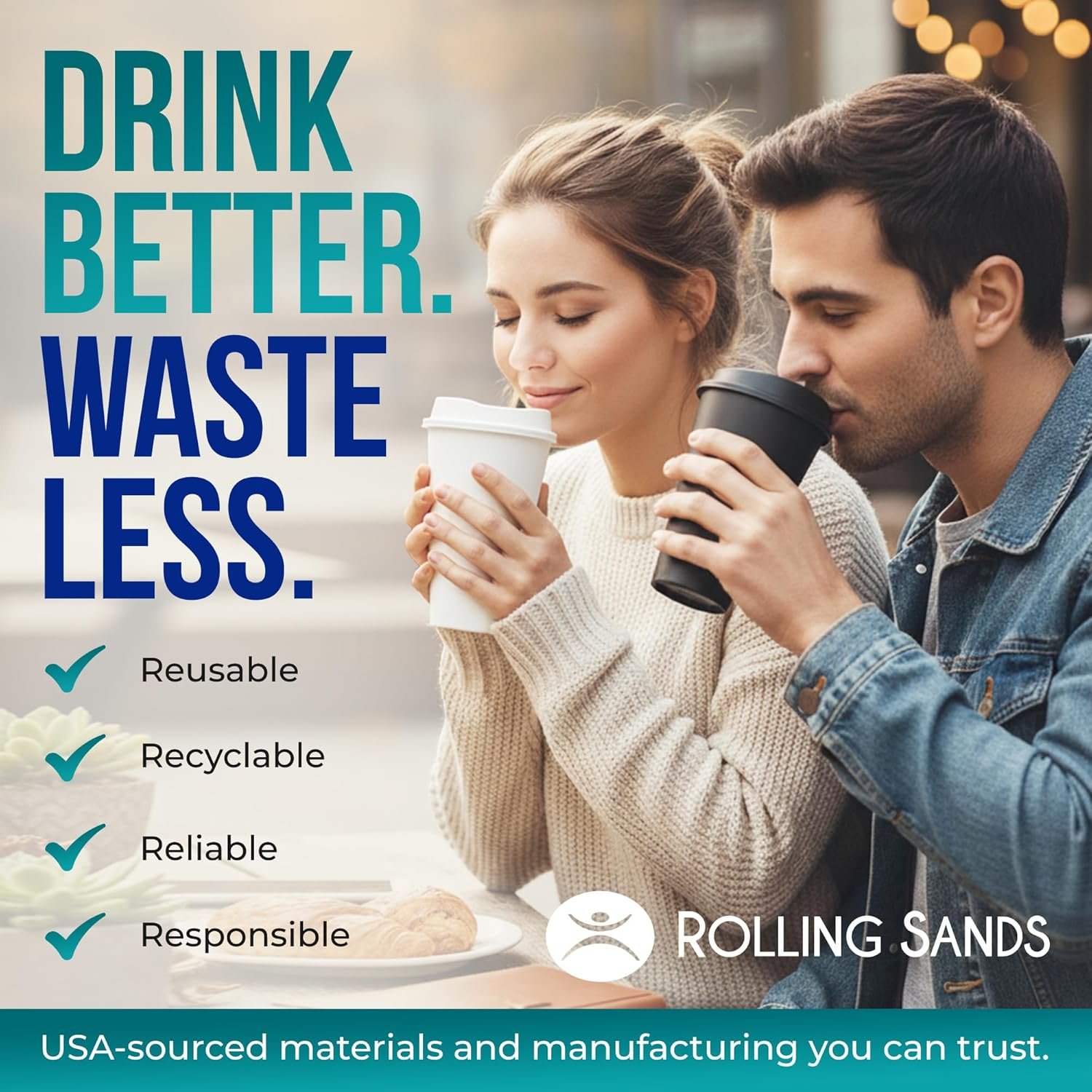 Tazas de café reutilizables de 16 oz con tapa, 2 unidades, para bebidas frías o calientes, personalizadas con logo, aptas para lavavajillas y microondas, Fabricante de soluciones para empresas.