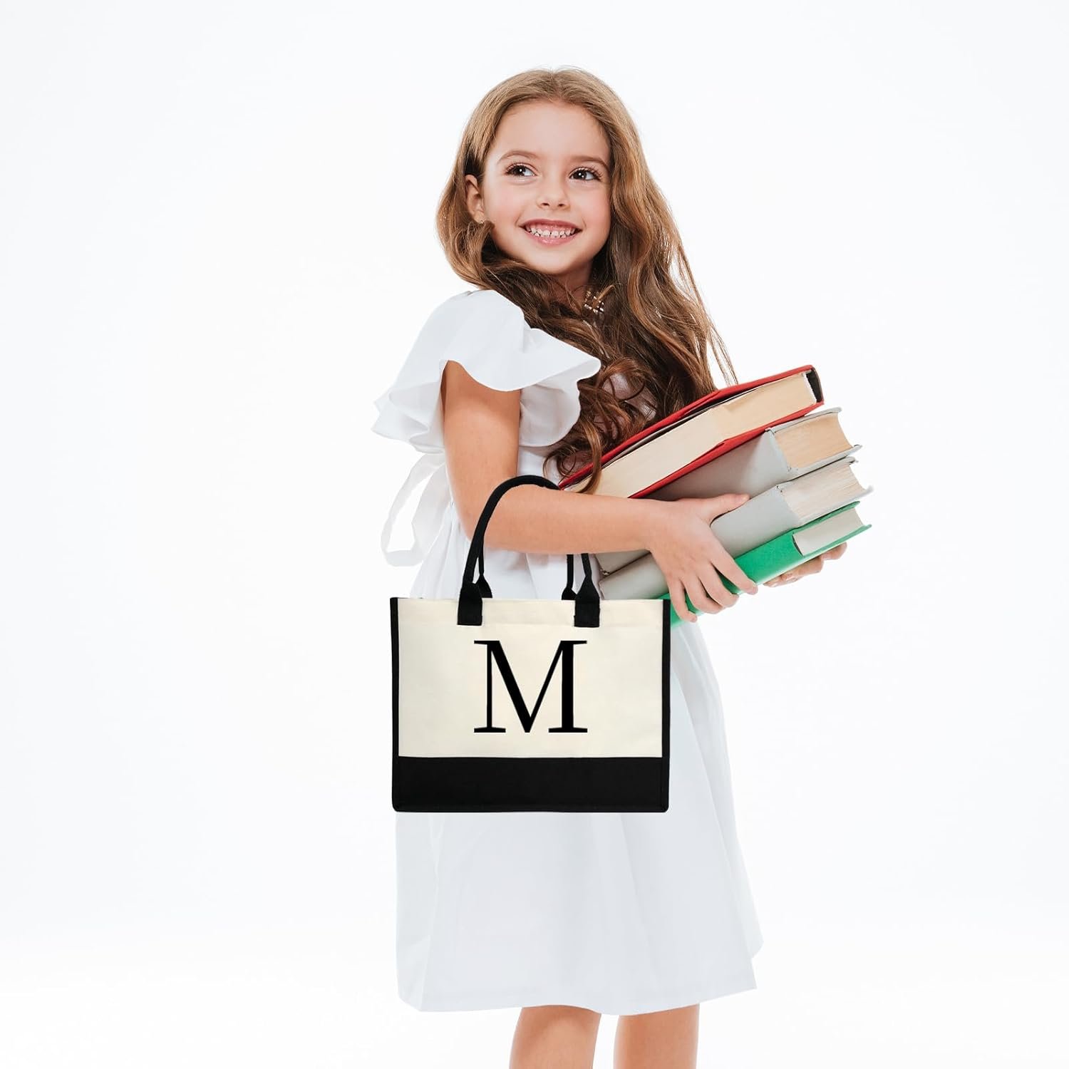 Tote Bag Compacto de Lona Personalizada con Inicial - 10x8.5 IN, Regalo Personalizado para Bodas y Cumpleaños, Proveedor de Logo Personalizado