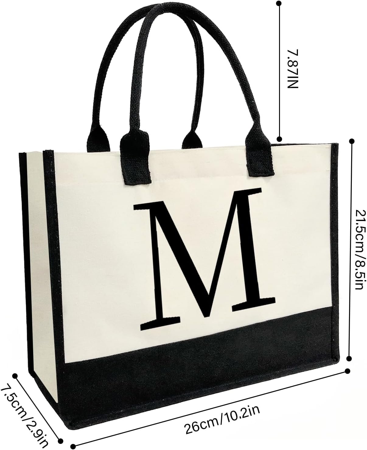 Tote Bag Compacto de Lona Personalizada con Inicial - 10x8.5 IN, Regalo Personalizado para Bodas y Cumpleaños, Proveedor de Logo Personalizado