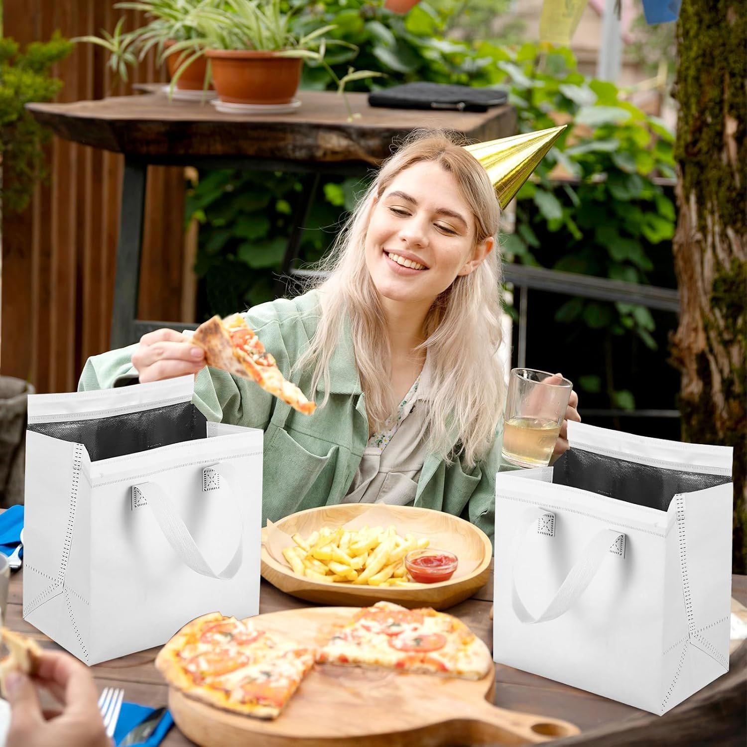 Logo Personalizado Bolsa Térmica para Comida para Llevar en Pack de 20, Ideal para Café, Leche, Té, Comida Caliente y Fría, Marisco Fresco, Pizza, Catering y Restaurantes (9.4 x 5.9 x 9.4 Pulgadas, Blanca) de Proveedor.