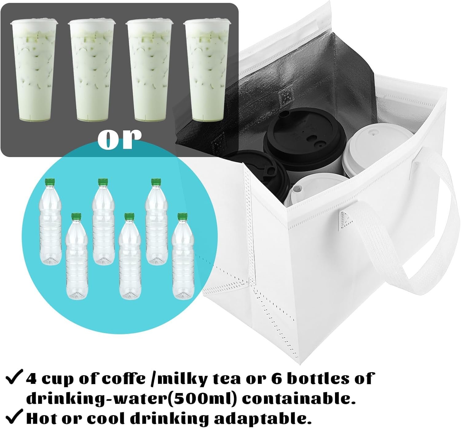 Logo Personalizado Bolsa Térmica para Comida para Llevar en Pack de 20, Ideal para Café, Leche, Té, Comida Caliente y Fría, Marisco Fresco, Pizza, Catering y Restaurantes (9.4 x 5.9 x 9.4 Pulgadas, Blanca) de Proveedor.