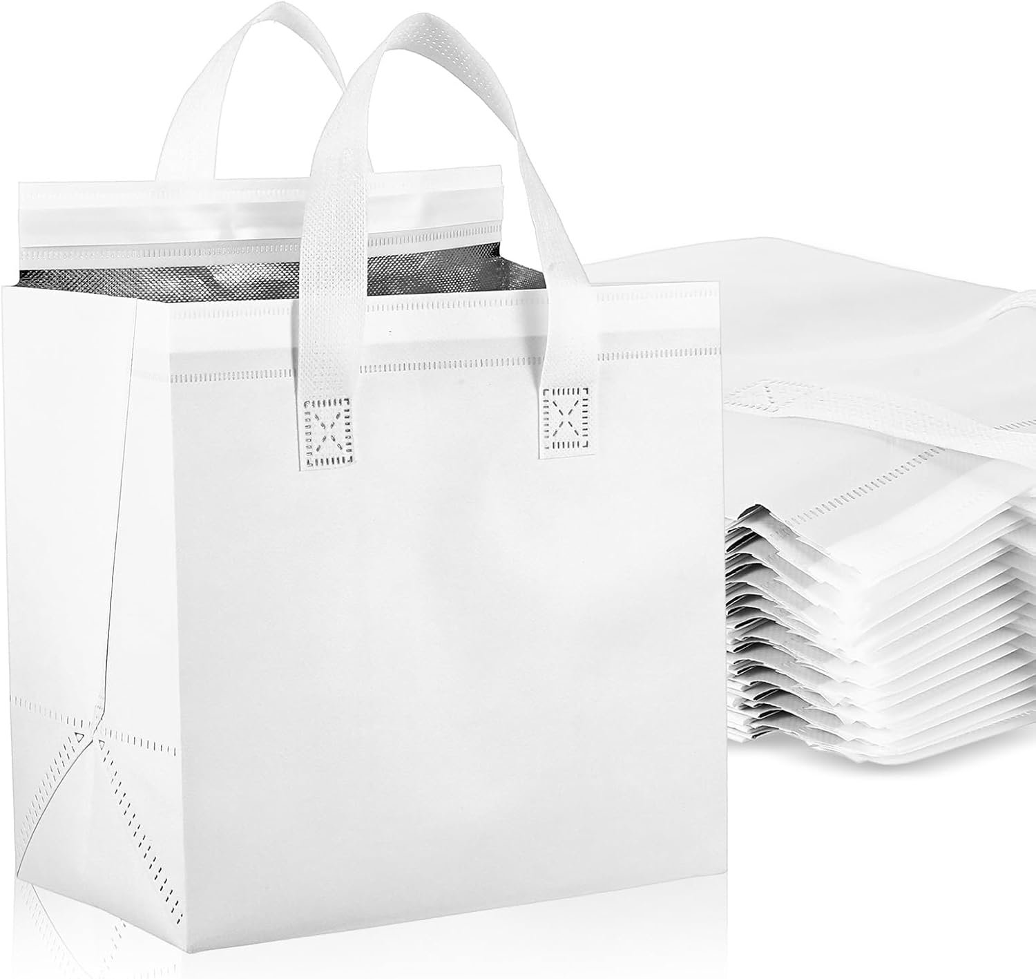 Logo Personalizado Bolsa Térmica para Comida para Llevar en Pack de 20, Ideal para Café, Leche, Té, Comida Caliente y Fría, Marisco Fresco, Pizza, Catering y Restaurantes (9.4 x 5.9 x 9.4 Pulgadas, Blanca) de Proveedor.