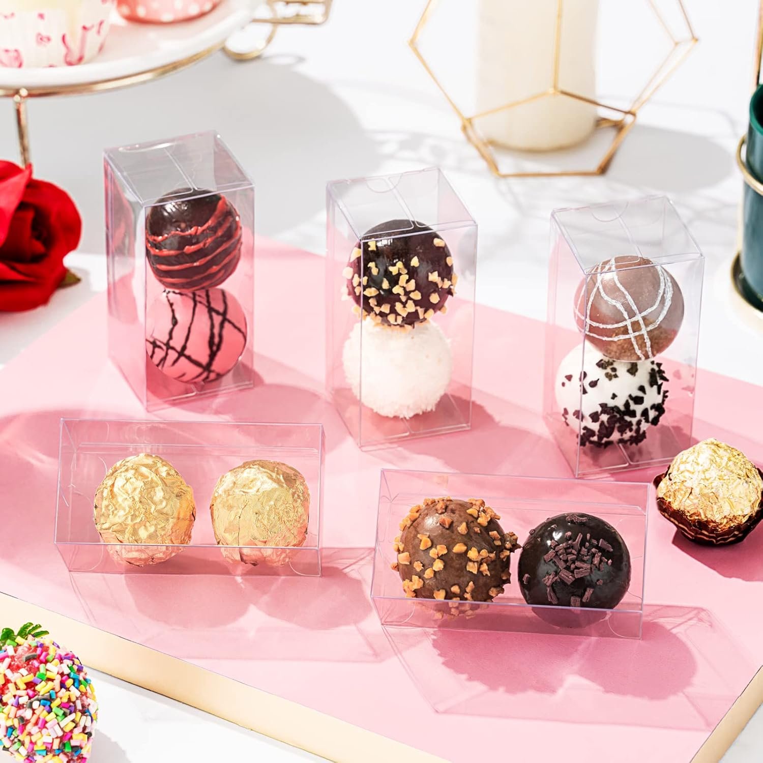 Logo Personalizado Cajas Transparentes Pequeñas para 2 Trufas 3.1 x 1.5 x 1.5 pulgadas, Favor de Boda, Regalos de Dulces, Marca Blanca, Fabricante. Logo Personalizado Cajas Transparentes Pequeñas para 2 Trufas 3.1 x 1.5 x 1.5 pulgadas, Favor de Boda, Regalos de Dulces, Marca Blanca, Fabricante.