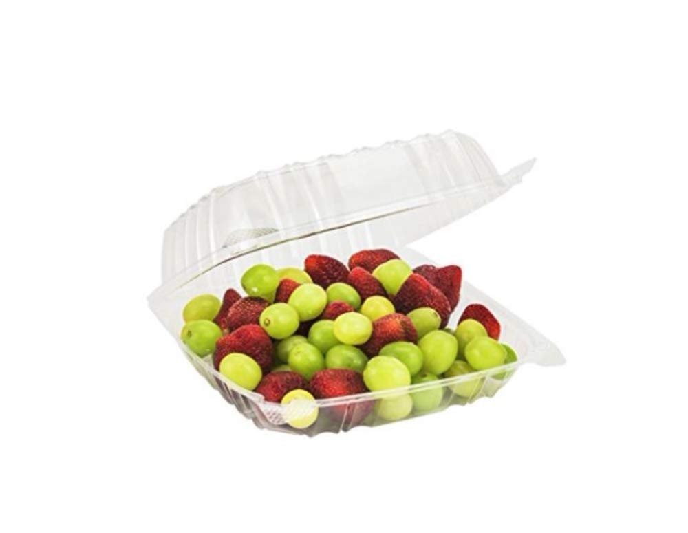 Contenedor de comida para llevar de plástico transparente con bisagra de 8
