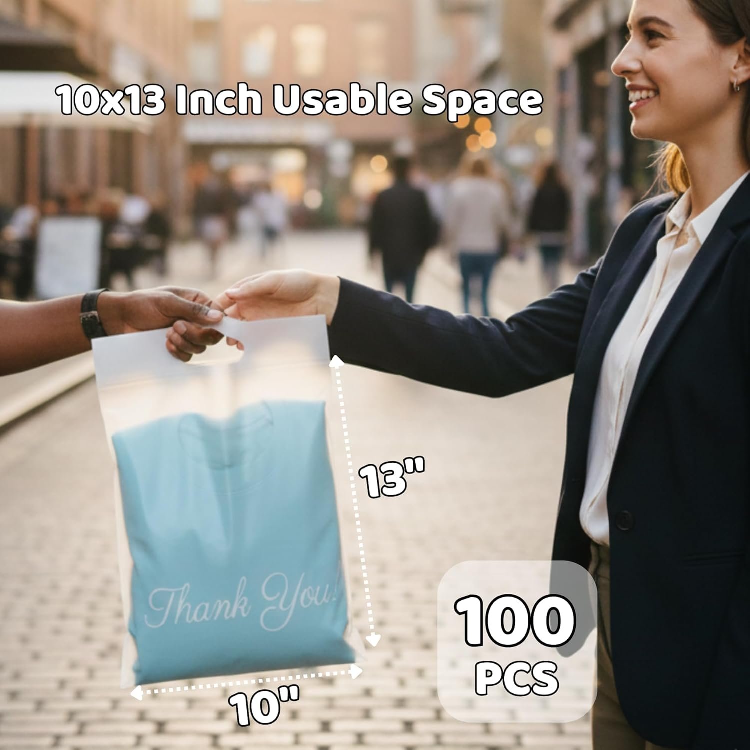 Bolsas de camiseta frosted 10x13, 100 bolsas de envío para ropa, Bolsas de polipropileno con logo personalizado, sobres para pequeños negocios, mailers con asa de proveedor.