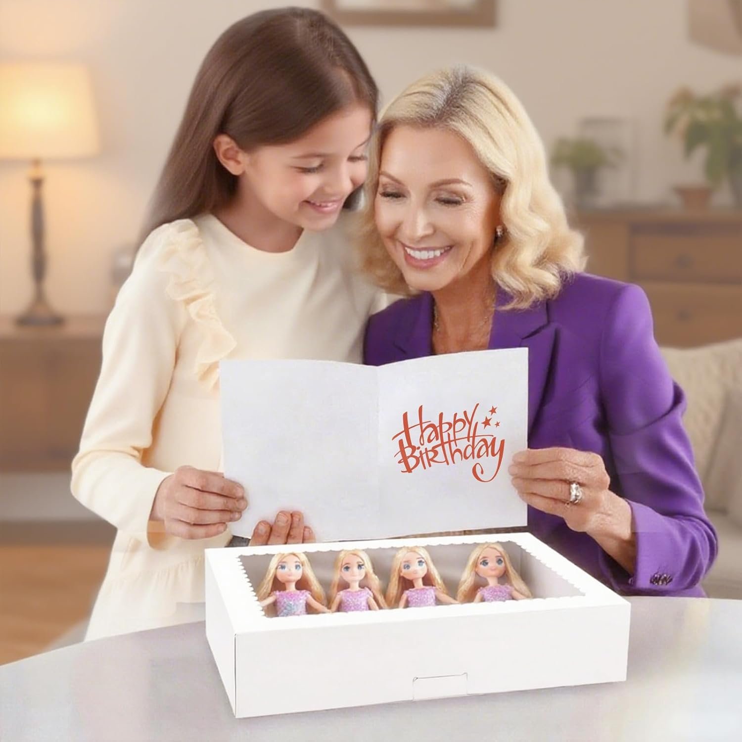 Logo Personalizado para Cajas de Repostería con Ventana, 16x11x2.5 Pulgadas, Cajas de Donuts, Marca Blanca para Fábrica de Galletas, Macarons, Pies y Fresas Cubiertas de Chocolate
