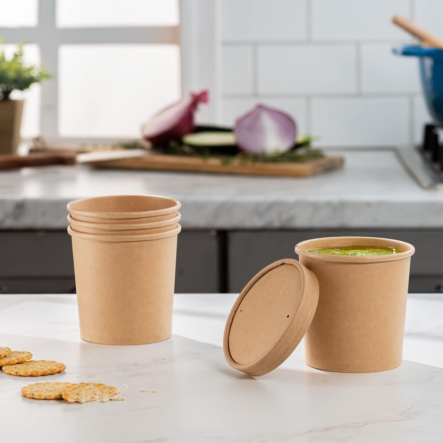 Contenedores de Papel Kraft de 16 oz - 25 Unidades con Tapa Ventilada, Ideal para Sopa Caliente y Helados, Marca Blanca con Logo Personalizado - Proveedor Especializado en Envases Desechables para Alimentos Fríos y Calientes. Contenedores de Papel Kraft de 16 oz - 25 Unidades con Tapa Ventilada, Ideal para Sopa Caliente y Helados, Marca Blanca con Logo Personalizado - Proveedor Especializado en Envases Desechables para Alimentos Fríos y Calientes.