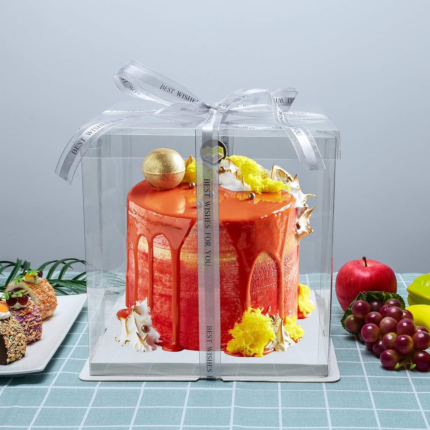Caja de Pastel Transparente personalizable 10x10x12 Pulgadas, ideal para pasteles de varios niveles, Caja de regalo para bodas, fiestas y cumpleaños, Proveedor de soluciones de empaque.