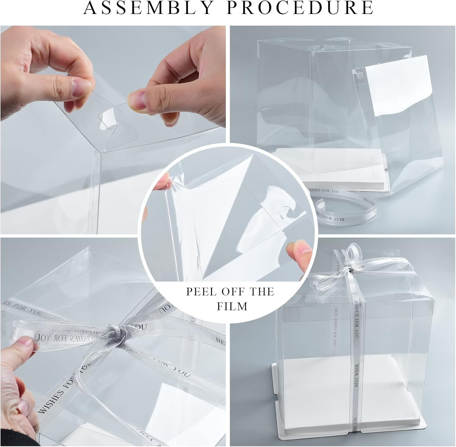 Caja de Pastel Transparente personalizable 10x10x12 Pulgadas, ideal para pasteles de varios niveles, Caja de regalo para bodas, fiestas y cumpleaños, Proveedor de soluciones de empaque.