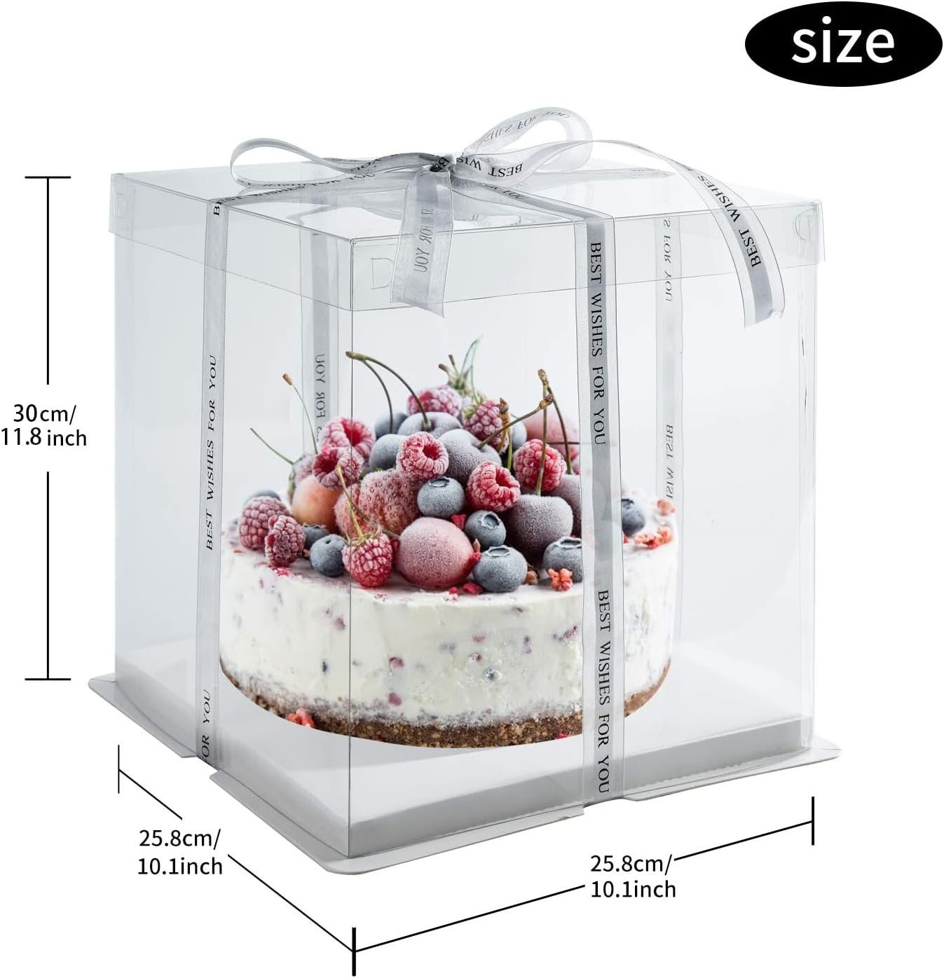 Caja de Pastel Transparente personalizable 10x10x12 Pulgadas, ideal para pasteles de varios niveles, Caja de regalo para bodas, fiestas y cumpleaños, Proveedor de soluciones de empaque.