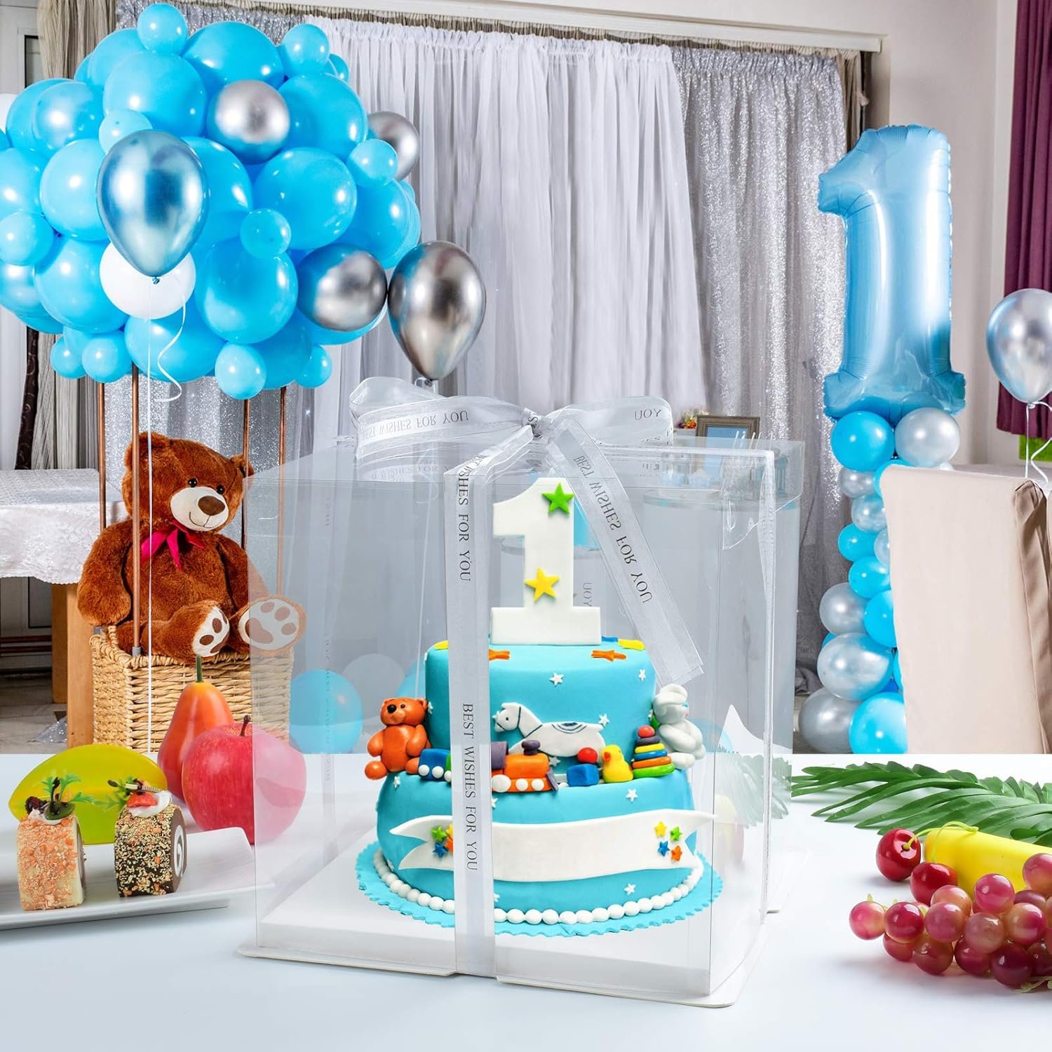 Caja de Pastel Transparente personalizable 10x10x12 Pulgadas, ideal para pasteles de varios niveles, Caja de regalo para bodas, fiestas y cumpleaños, Proveedor de soluciones de empaque.