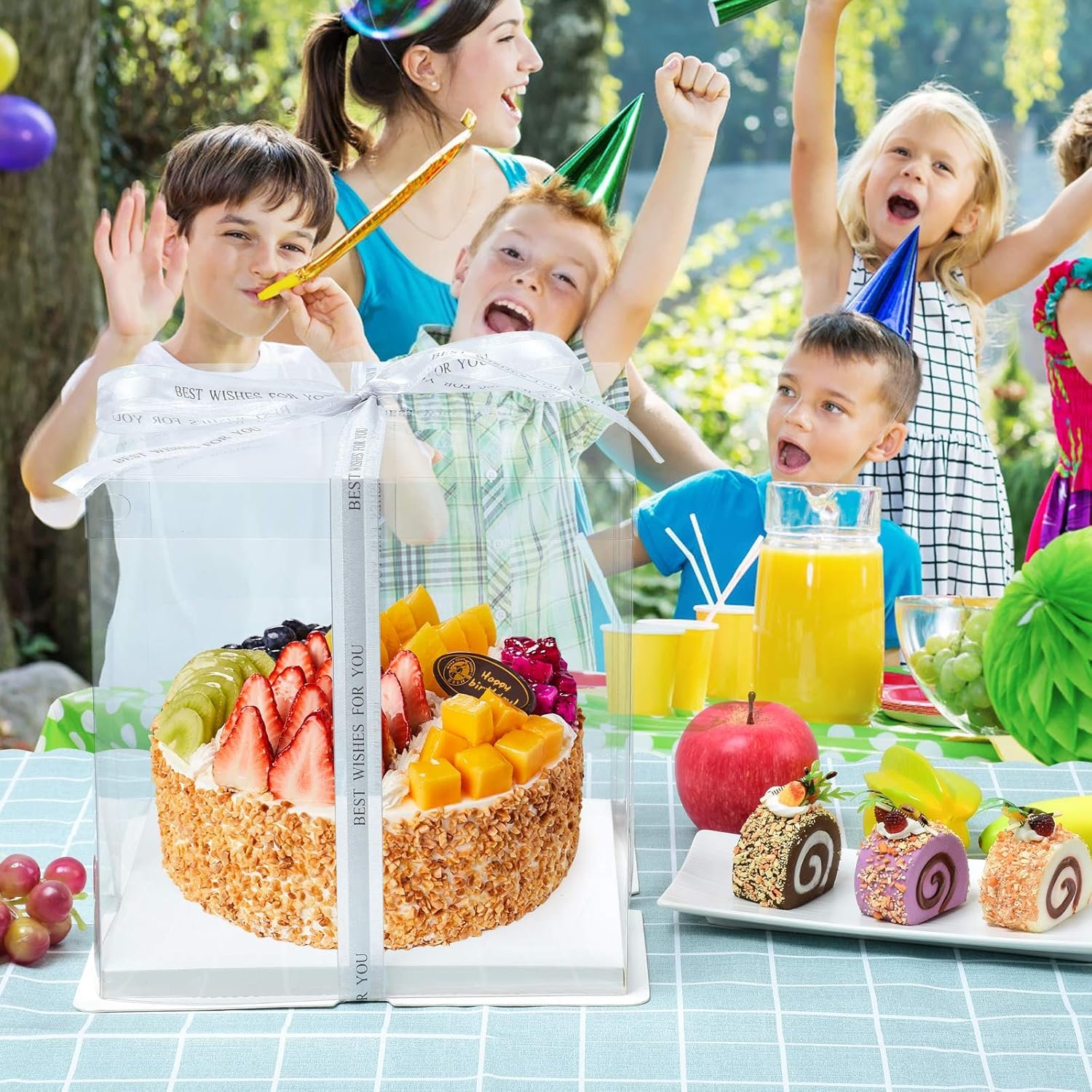 Caja de Pastel Transparente personalizable 10x10x12 Pulgadas, ideal para pasteles de varios niveles, Caja de regalo para bodas, fiestas y cumpleaños, Proveedor de soluciones de empaque.