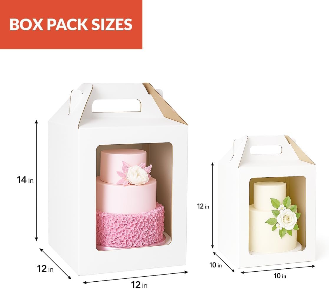 Logo Personalizado Cajas Altas de Pasteles 4 Pack 12x12x14 y 10x10x12 Pulgadas con Base para Pasteles - Contenedores Desechables para Transporte de Capas Grandes con Ventana para Bodas, Cumpleaños, Fiestas Proveedor Logo Personalizado Cajas Altas de Pasteles 4 Pack 12x12x14 y 10x10x12 Pulgadas con Base para Pasteles - Contenedores Desechables para Transporte de Capas Grandes con Ventana para Bodas, Cumpleaños, Fiestas Proveedor