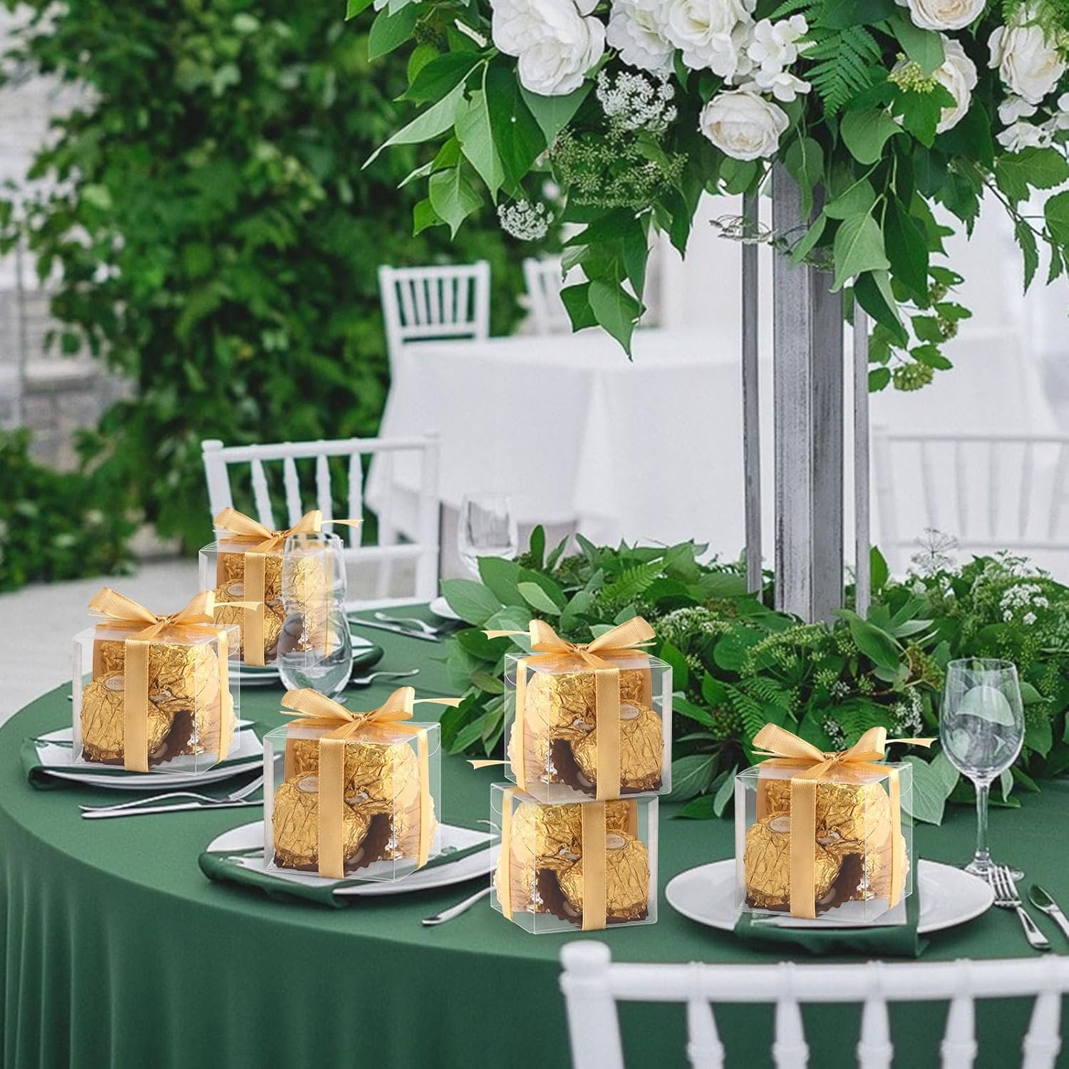 Cajas de regalo con logo personalizado, 50 piezas de cajas claras de plástico 2x2x2 pulgadas con cinta dorada, cajas de macramé ideales para regalos de bodas, baby showers y Navidad, proveedor confiable. Cajas de regalo con logo personalizado, 50 piezas de cajas claras de plástico 2x2x2 pulgadas con cinta dorada, cajas de macramé ideales para regalos de bodas, baby showers y Navidad, proveedor confiable.