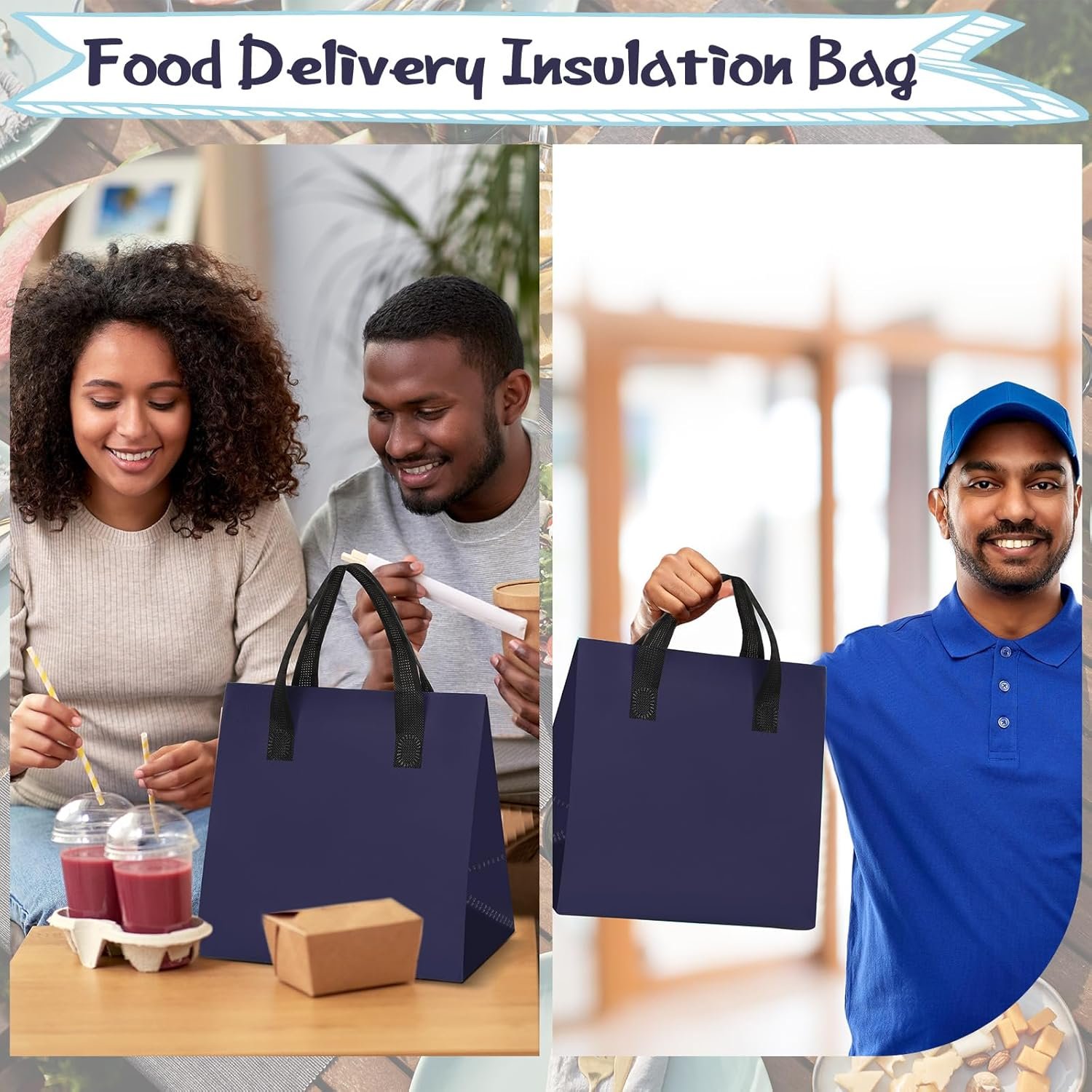Bolsas Térmicas de Comida con Logo Personalizado 100 Pcs 9.5 x 6 x 9.5 in para Café, Té Frío y Comida Caliente, Ideal para Catering y Restaurantes, Proveedor de Soluciones de Envío (Color Azul Marino) Bolsas Térmicas de Comida con Logo Personalizado 100 Pcs 9.5 x 6 x 9.5 in para Café, Té Frío y Comida Caliente, Ideal para Catering y Restaurantes, Proveedor de Soluciones de Envío (Color Azul Marino)
