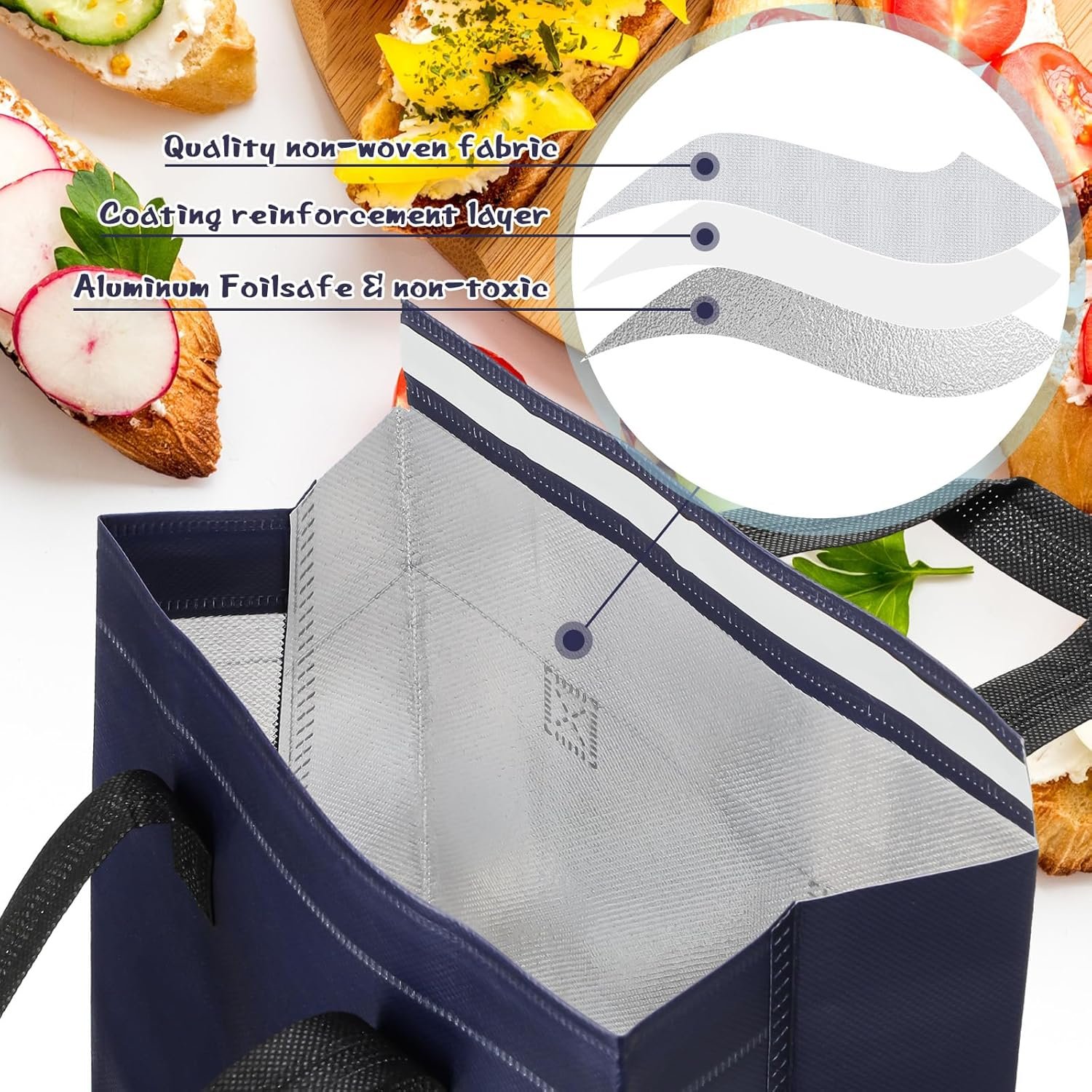 Bolsas Térmicas de Comida con Logo Personalizado 100 Pcs 9.5 x 6 x 9.5 in para Café, Té Frío y Comida Caliente, Ideal para Catering y Restaurantes, Proveedor de Soluciones de Envío (Color Azul Marino) Bolsas Térmicas de Comida con Logo Personalizado 100 Pcs 9.5 x 6 x 9.5 in para Café, Té Frío y Comida Caliente, Ideal para Catering y Restaurantes, Proveedor de Soluciones de Envío (Color Azul Marino)