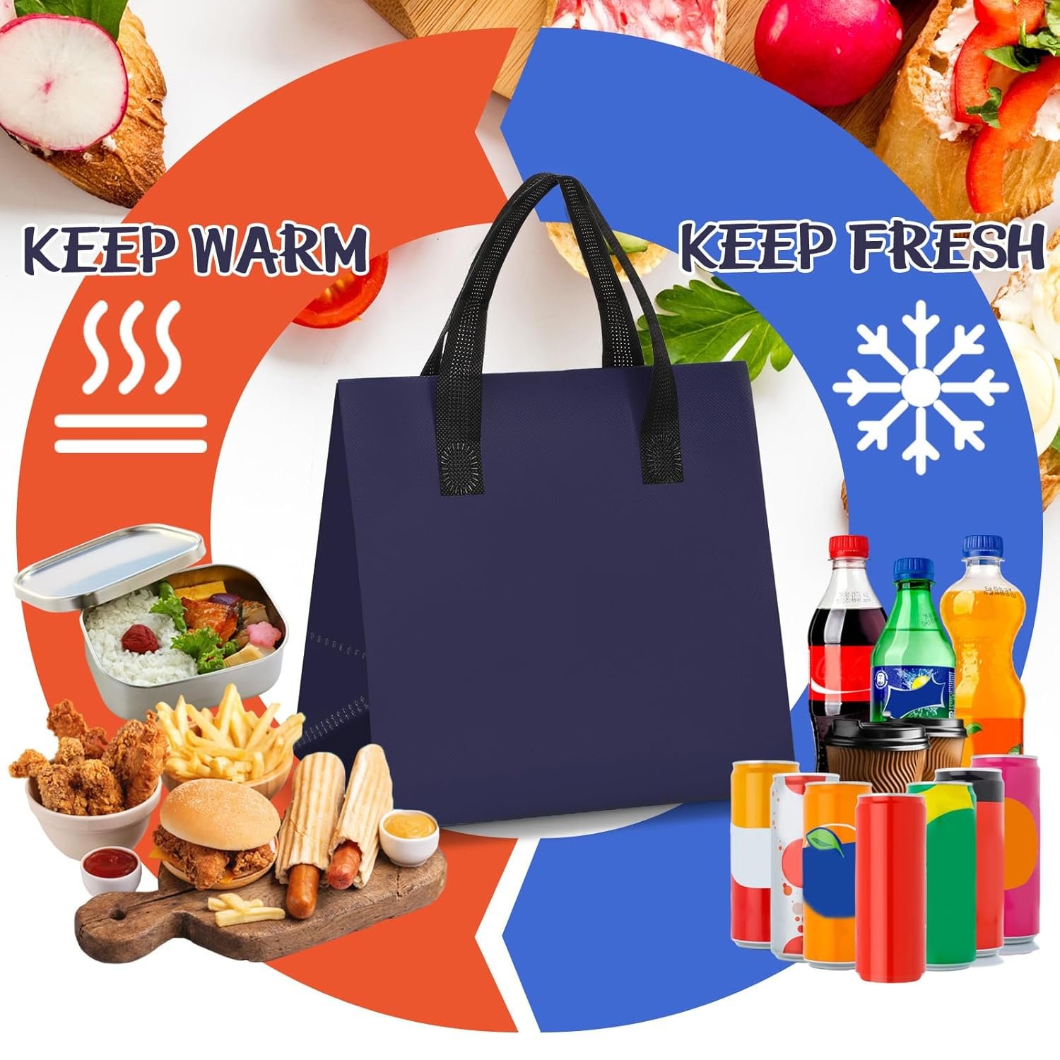 Bolsas Térmicas de Comida con Logo Personalizado 100 Pcs 9.5 x 6 x 9.5 in para Café, Té Frío y Comida Caliente, Ideal para Catering y Restaurantes, Proveedor de Soluciones de Envío (Color Azul Marino) Bolsas Térmicas de Comida con Logo Personalizado 100 Pcs 9.5 x 6 x 9.5 in para Café, Té Frío y Comida Caliente, Ideal para Catering y Restaurantes, Proveedor de Soluciones de Envío (Color Azul Marino)