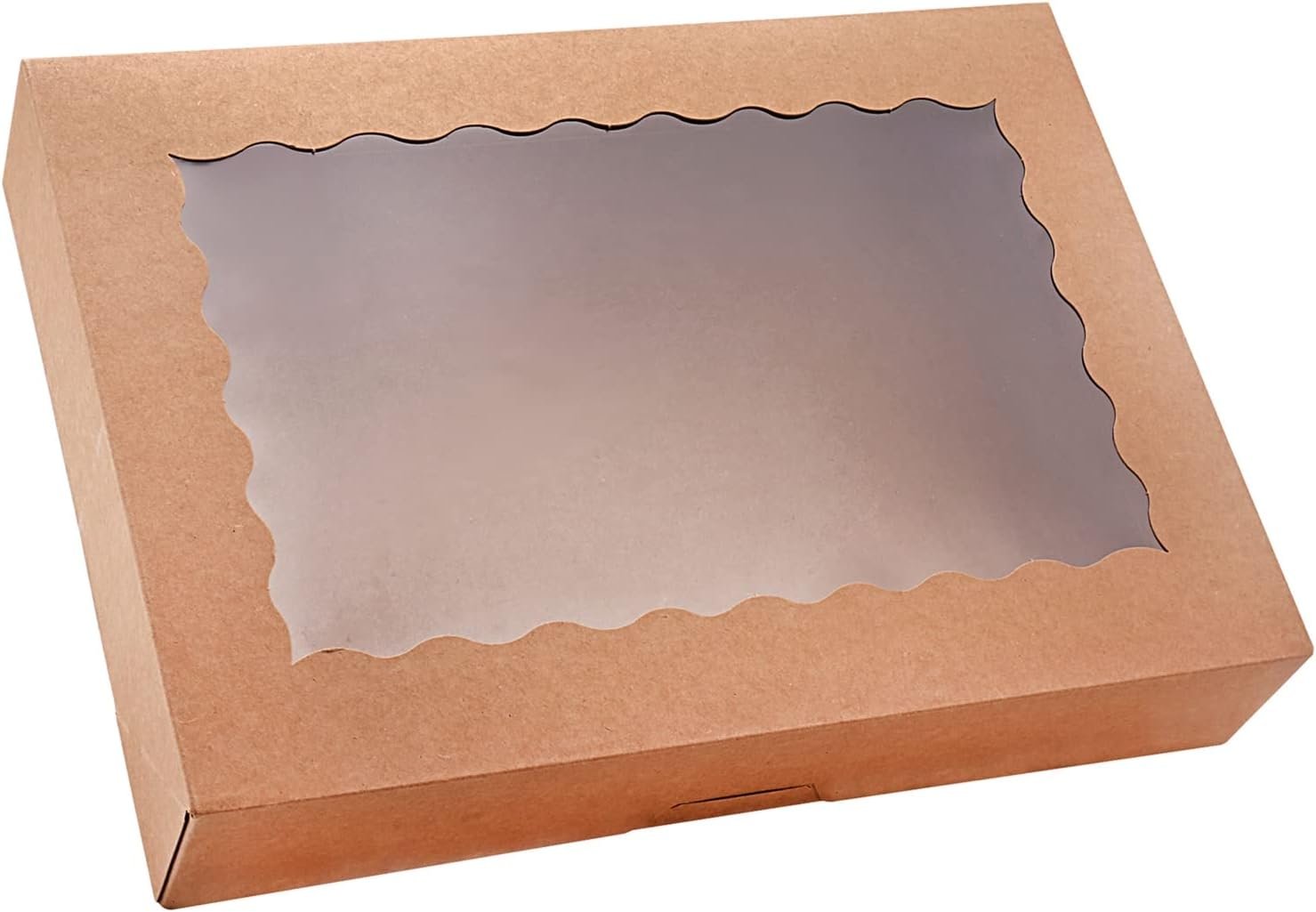 Caja de Pastelería con Ventana, 20-Pack de 12" x 8" x 2.5" para Galletas y Donas, Marca Blanca Personalizada, Proveedor de Embalajes para Muffins y Pasteles.
